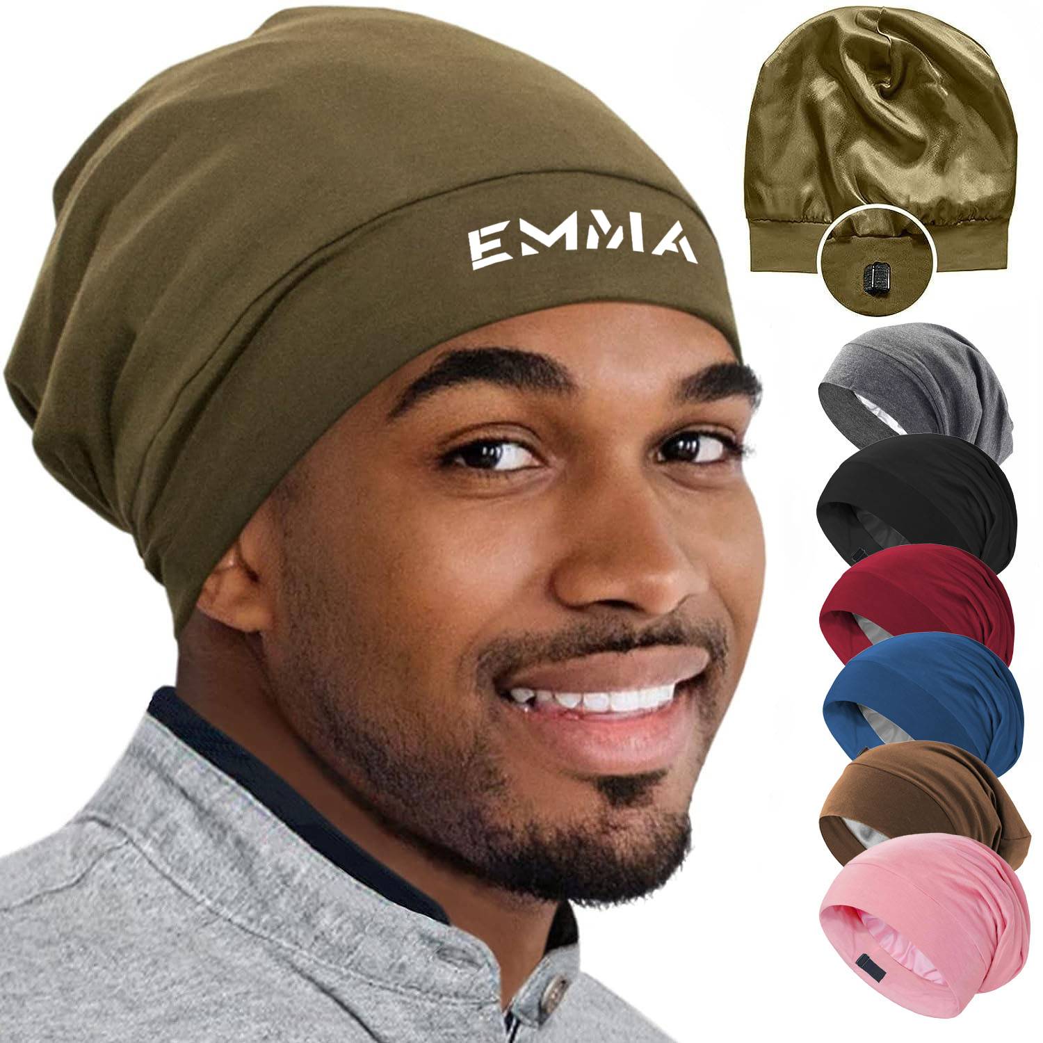 Hair Wrap Cover Sleep Cap for Men with Adjustable Strap 5
