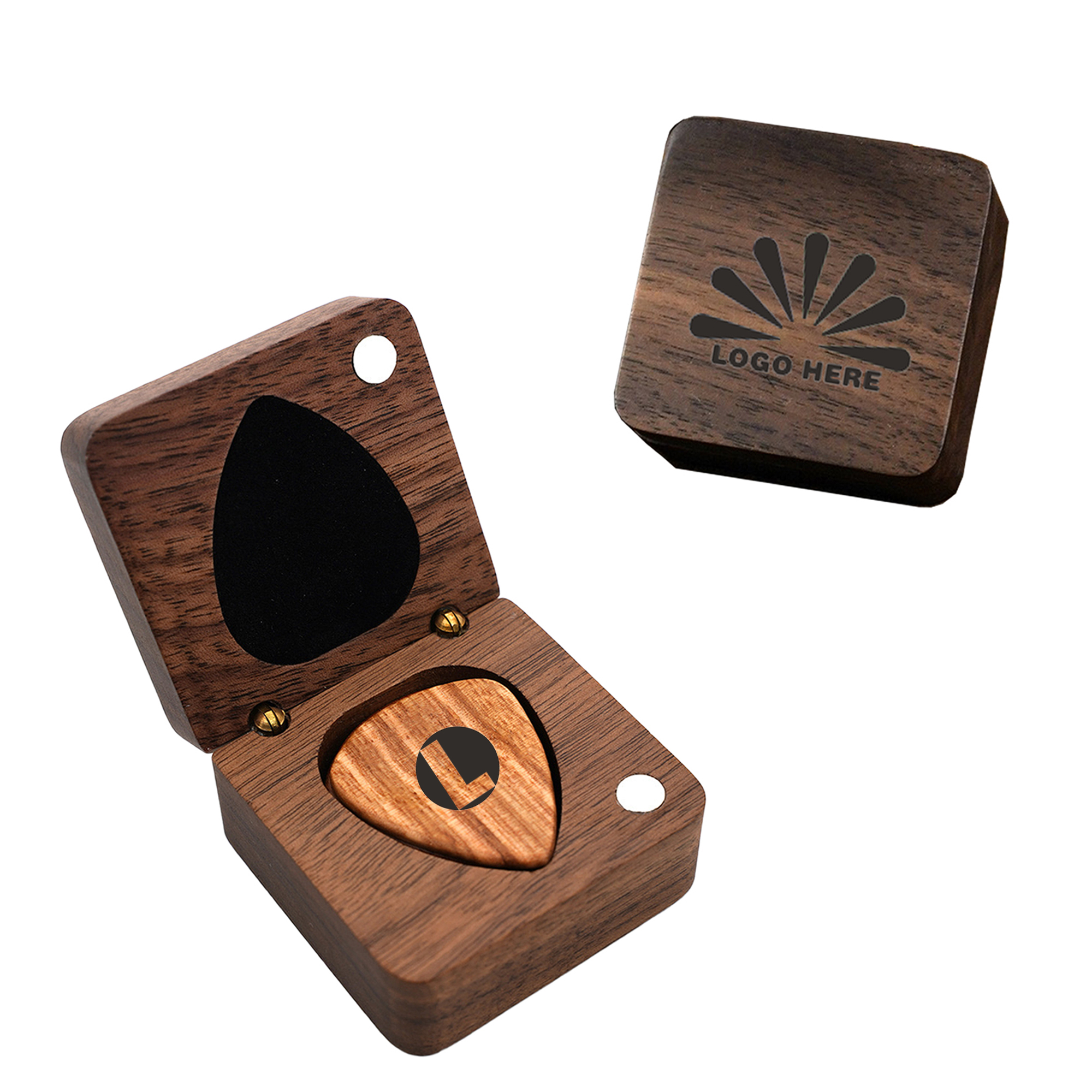 Personalized Wooden Guitar Pick Set with Wood Box 2