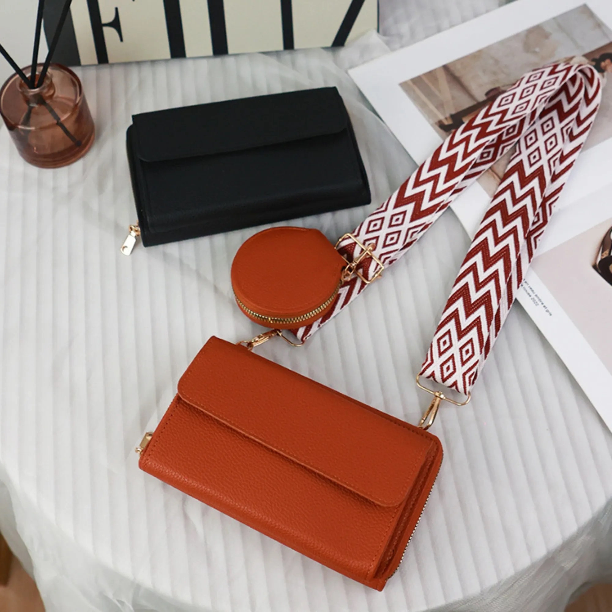 Multi Functional Pu Wallet Crossbody Bag With Mini Pouch 4