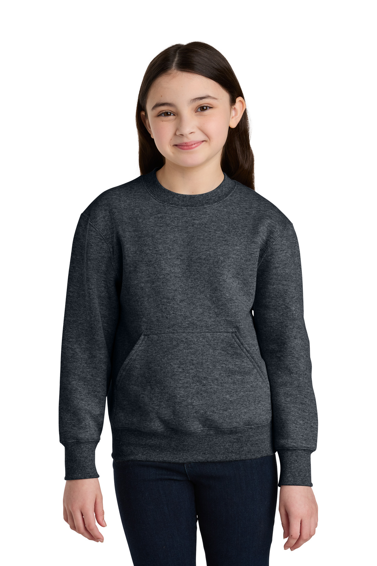 Port & Co Youth Core Fleece Crewneck Pocket Sweatshirt PC78YPKT 20