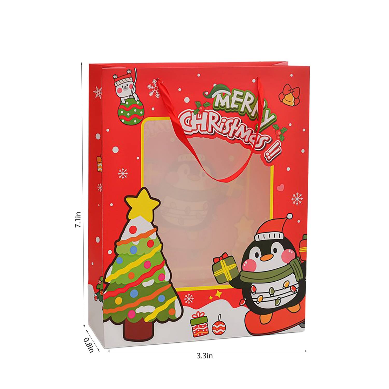 Christmas Gift Paper Bag w/ Clear Window 13