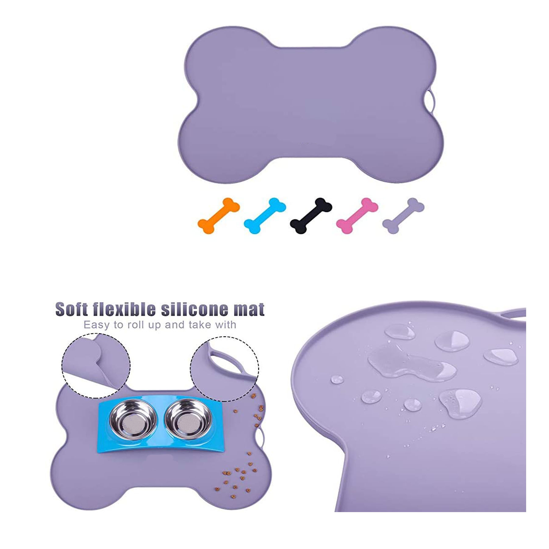 Bone-Shaped Easy to Clean Dog Cat Placemat 2