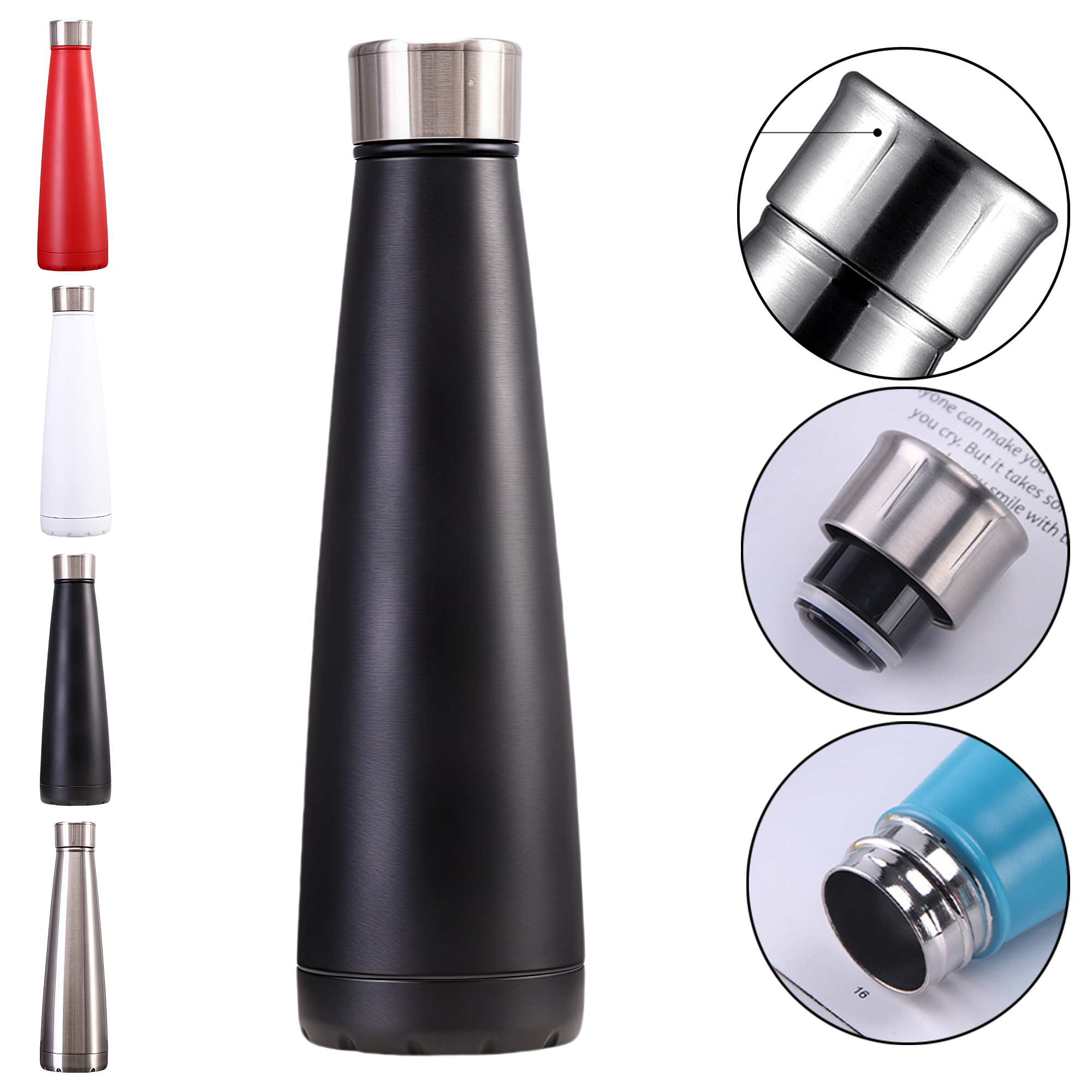 500ml Stylish Tapered Mouth 304 Stainless Steel Vacuum Insulated Water Bottle for Outdoor Sports 5