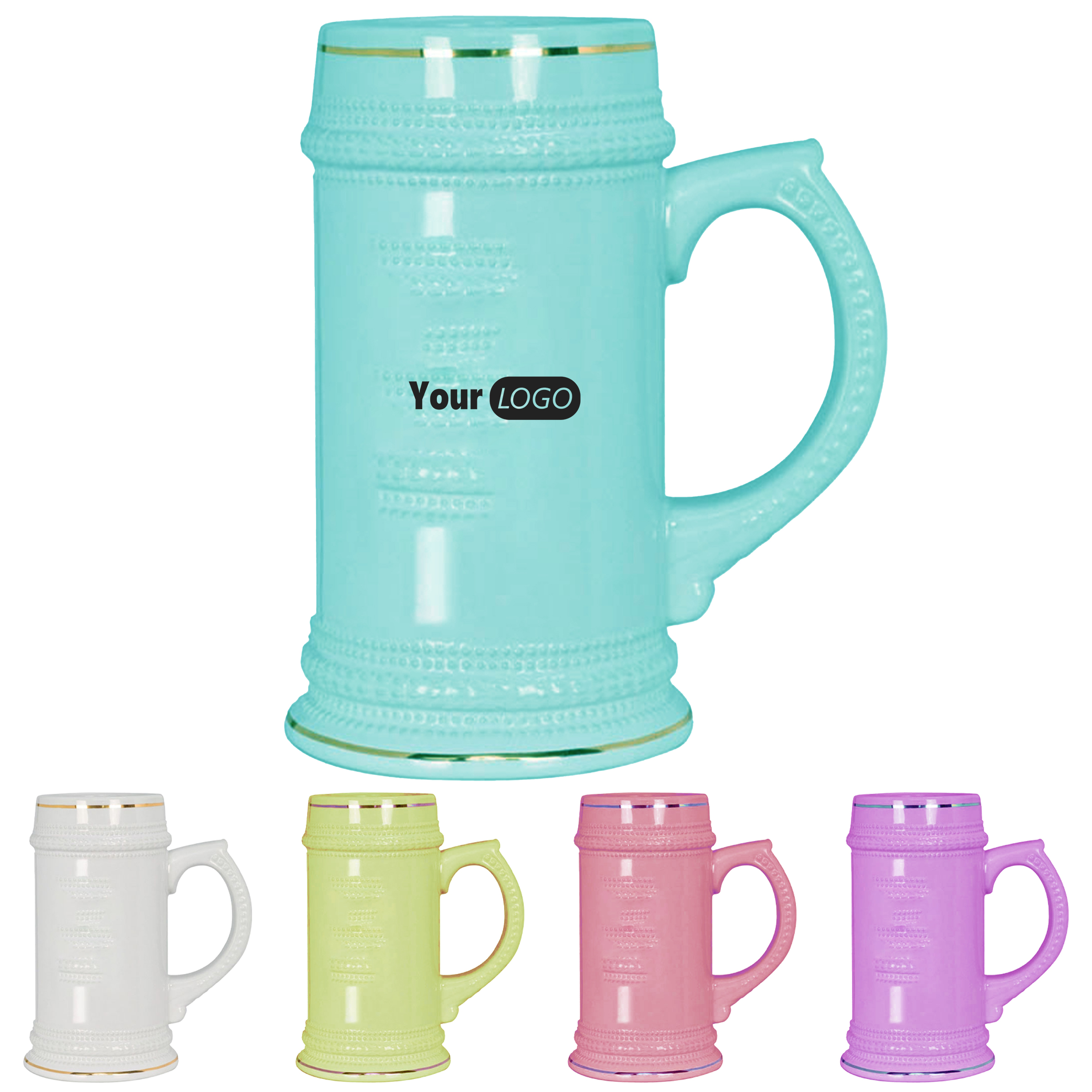 Ceramic Elegant Gold Beer Stein 4