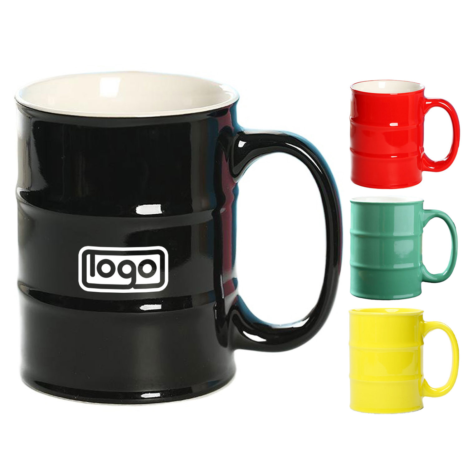 15oz C Handle Oil Barrel Shape Ceramic Mug 1