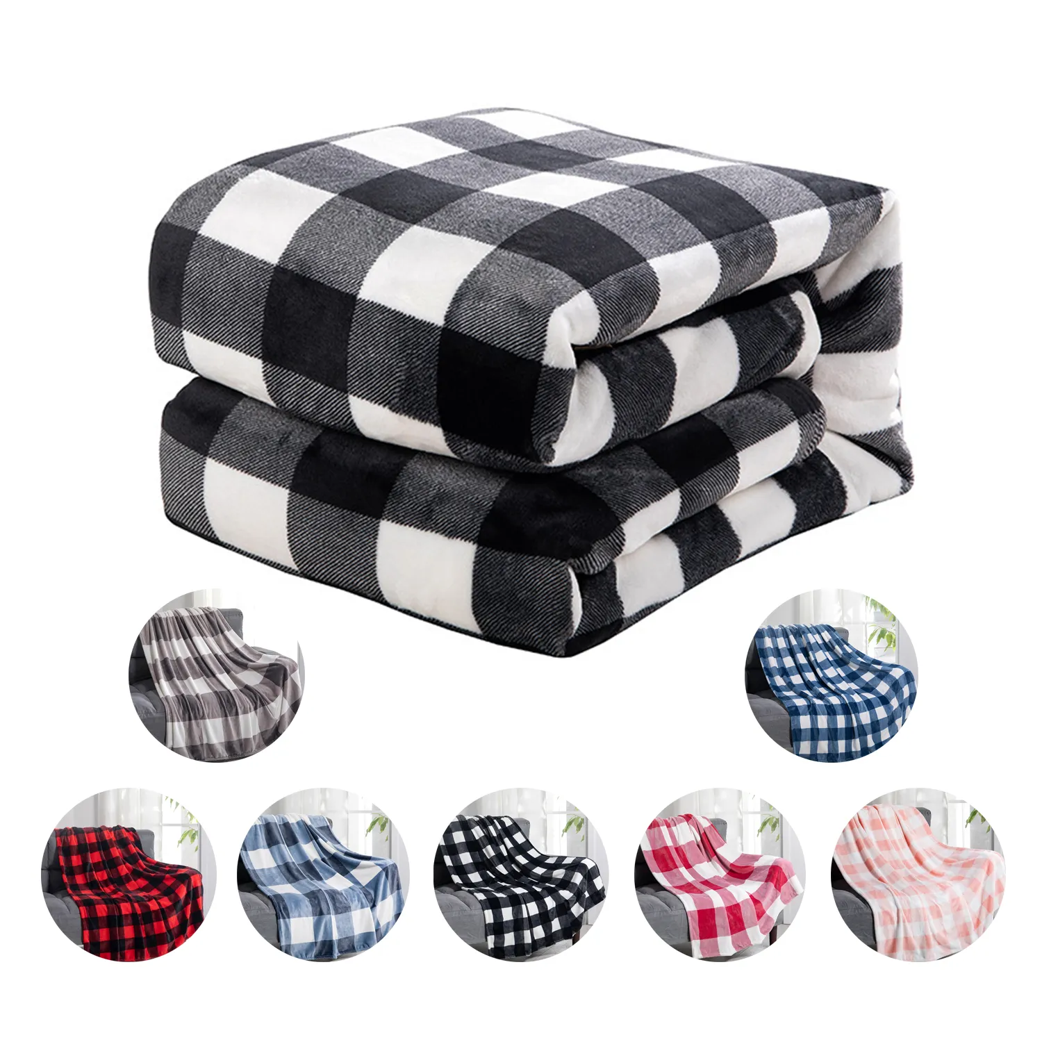 Polyester double-sided fleece plaid blanket 4