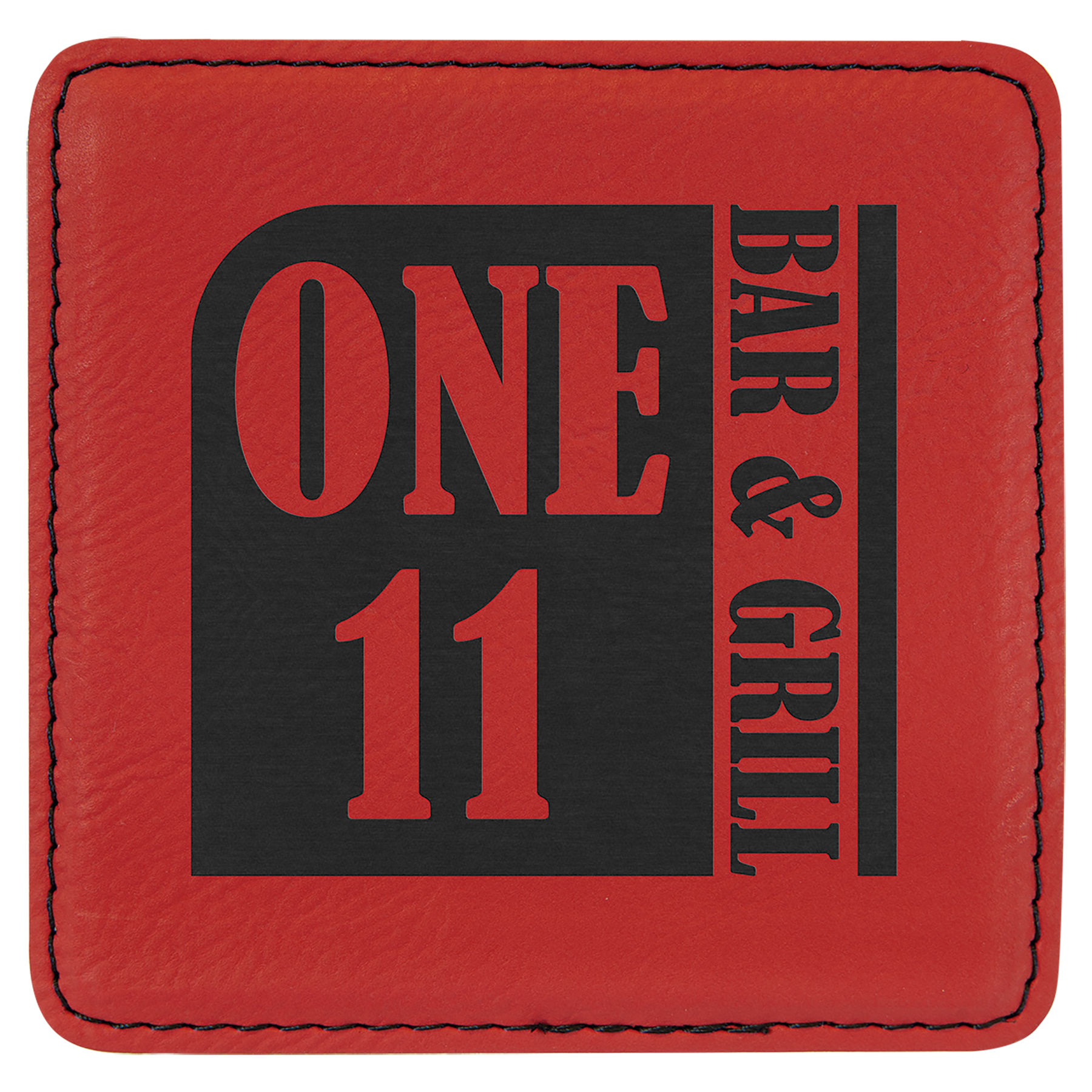 4" x 4" Square Red Leatherette Coaster 2