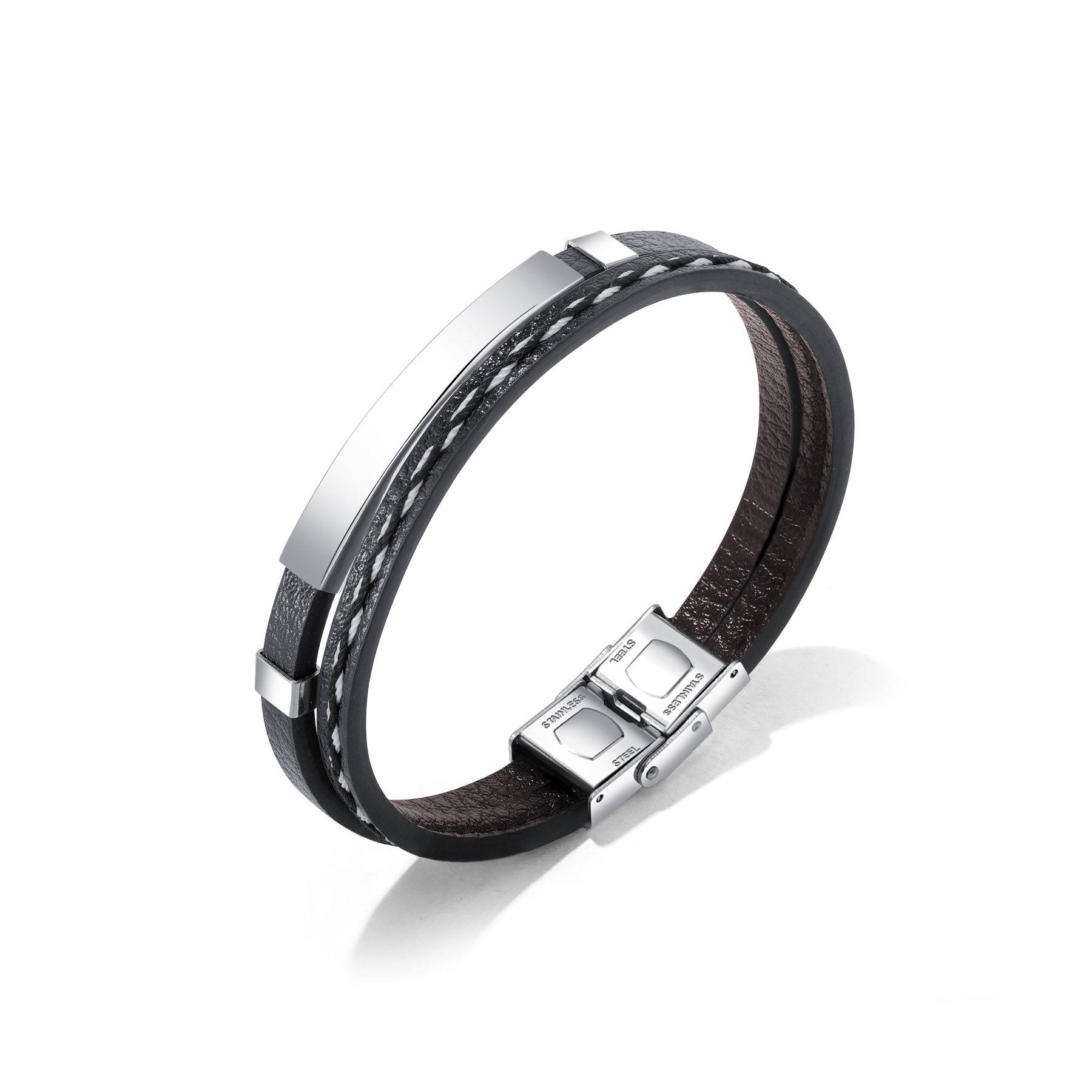 Stainless steel smooth cowhide bracelet 5