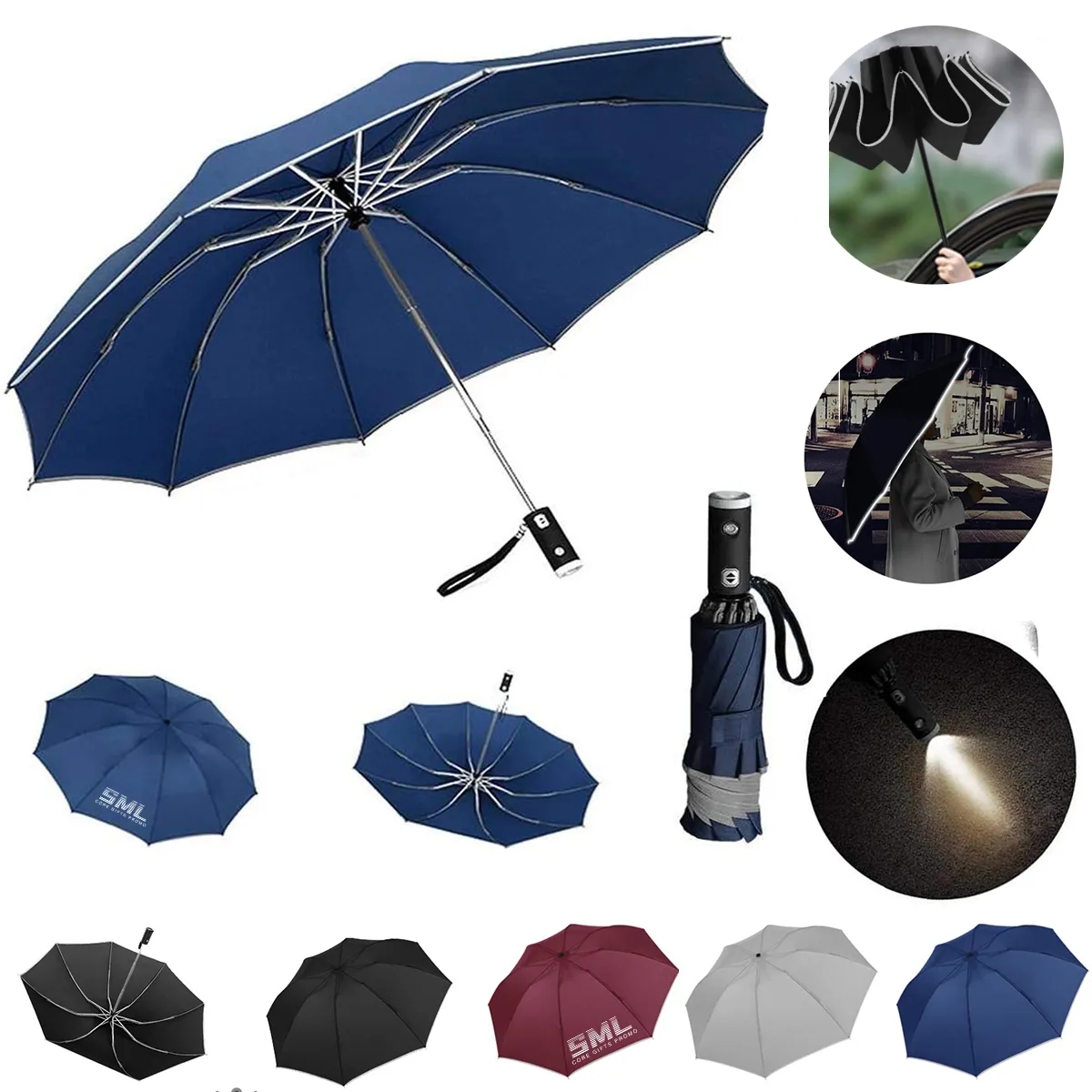 Portable Folding Luminous Strip Inverted Umbrella 4