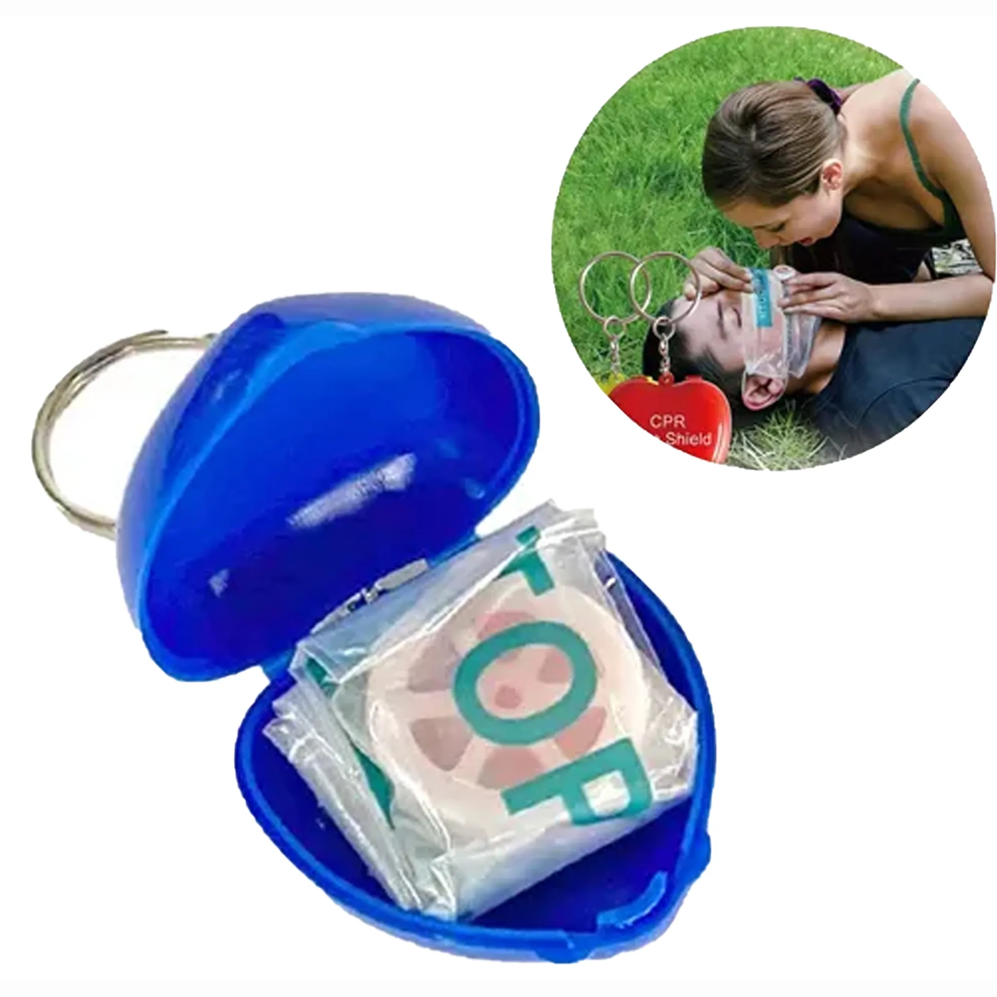 MOQ 50 Heart CPR Keychain Face Shield 1