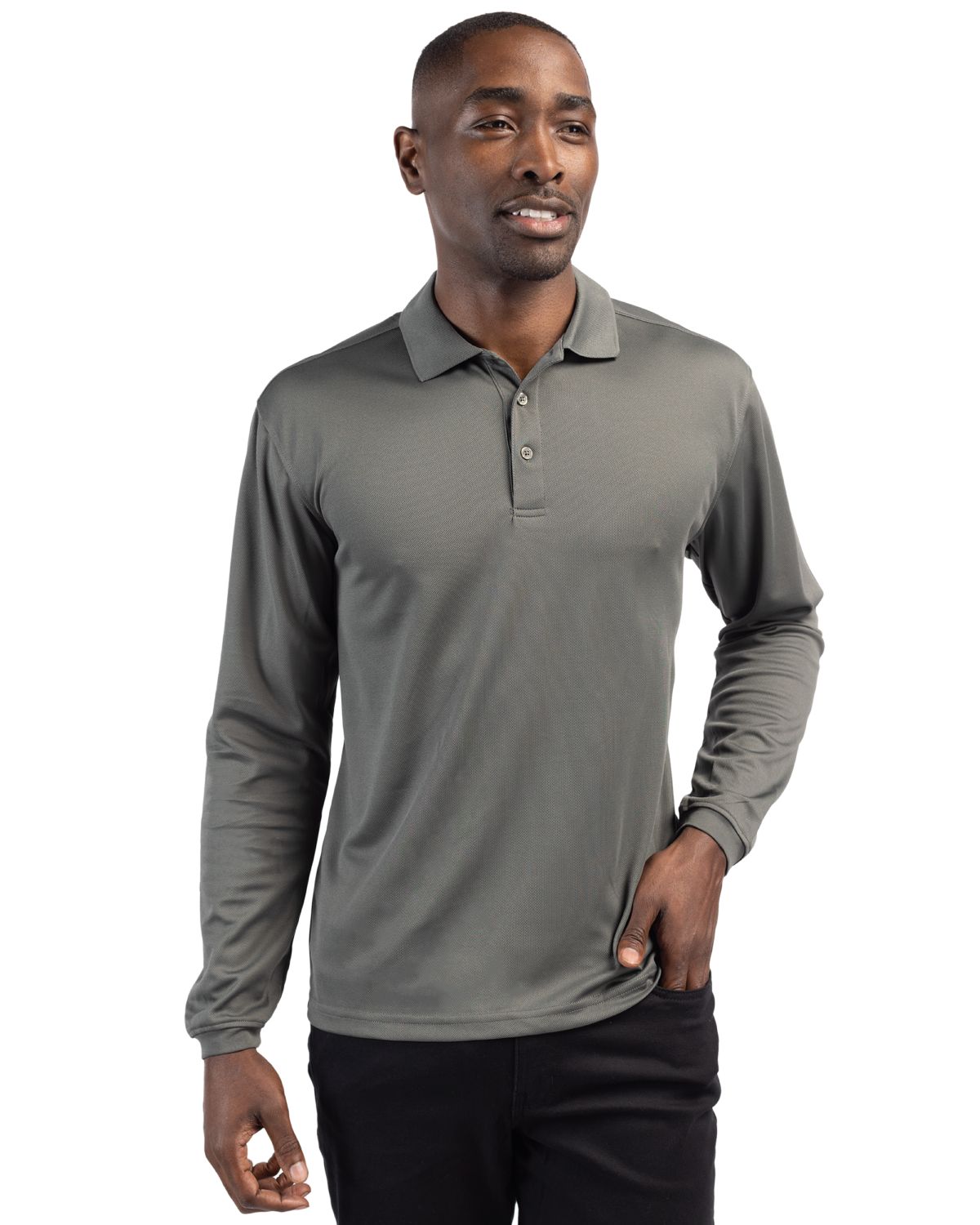 Spin Eco Performance Pique Long Sleeve Mens Polo