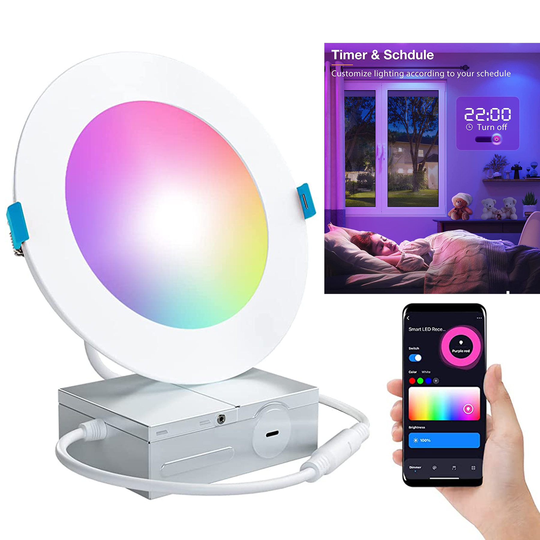 Rgb Cw Color Changing WiFi Downlight with Junction Box 1