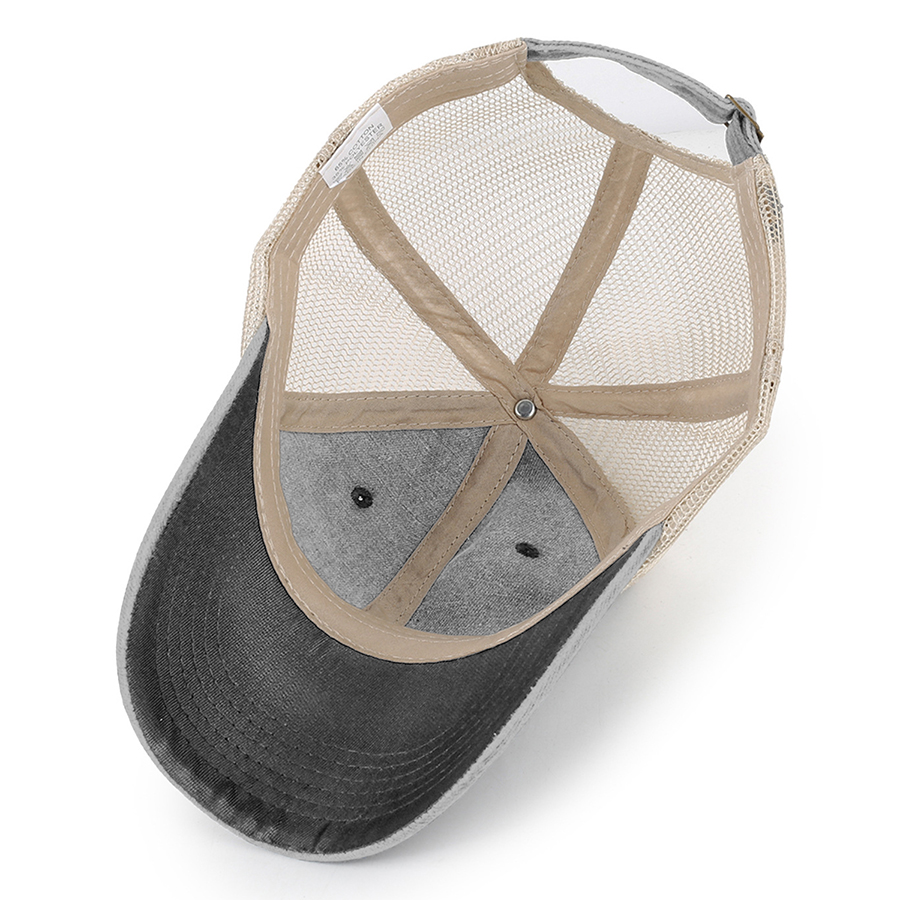 Stock 2-Tone Washed Cotton 6-Panel Trucker Cap 21