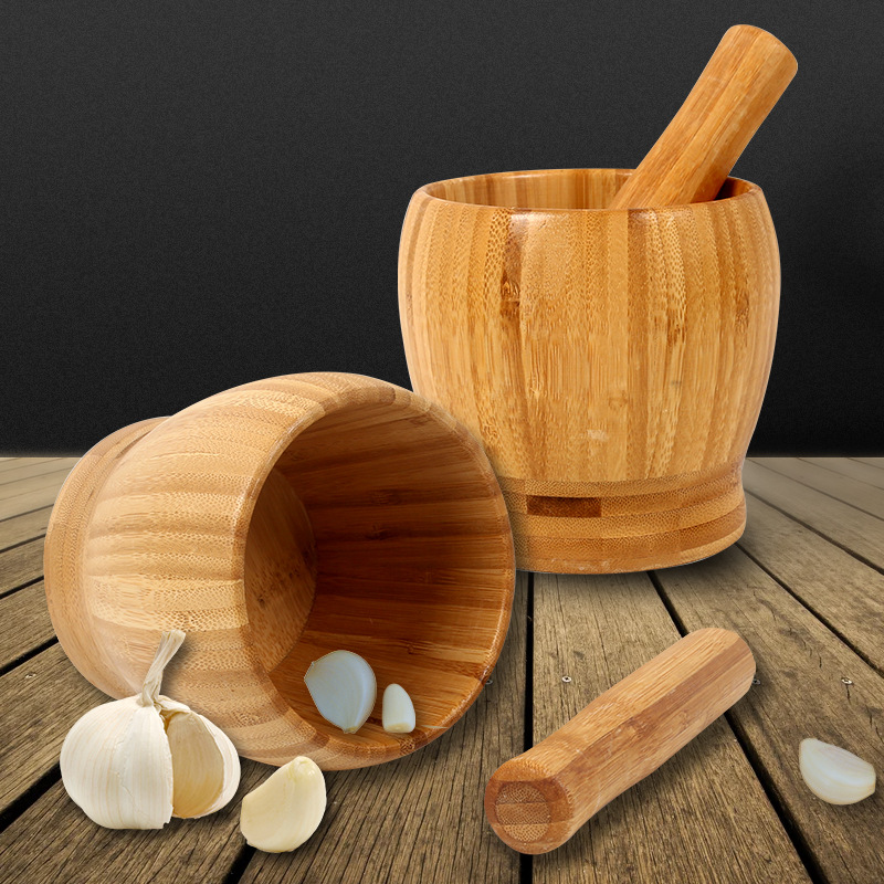Natural Wood Pestle & Mortar Bowl Set 1
