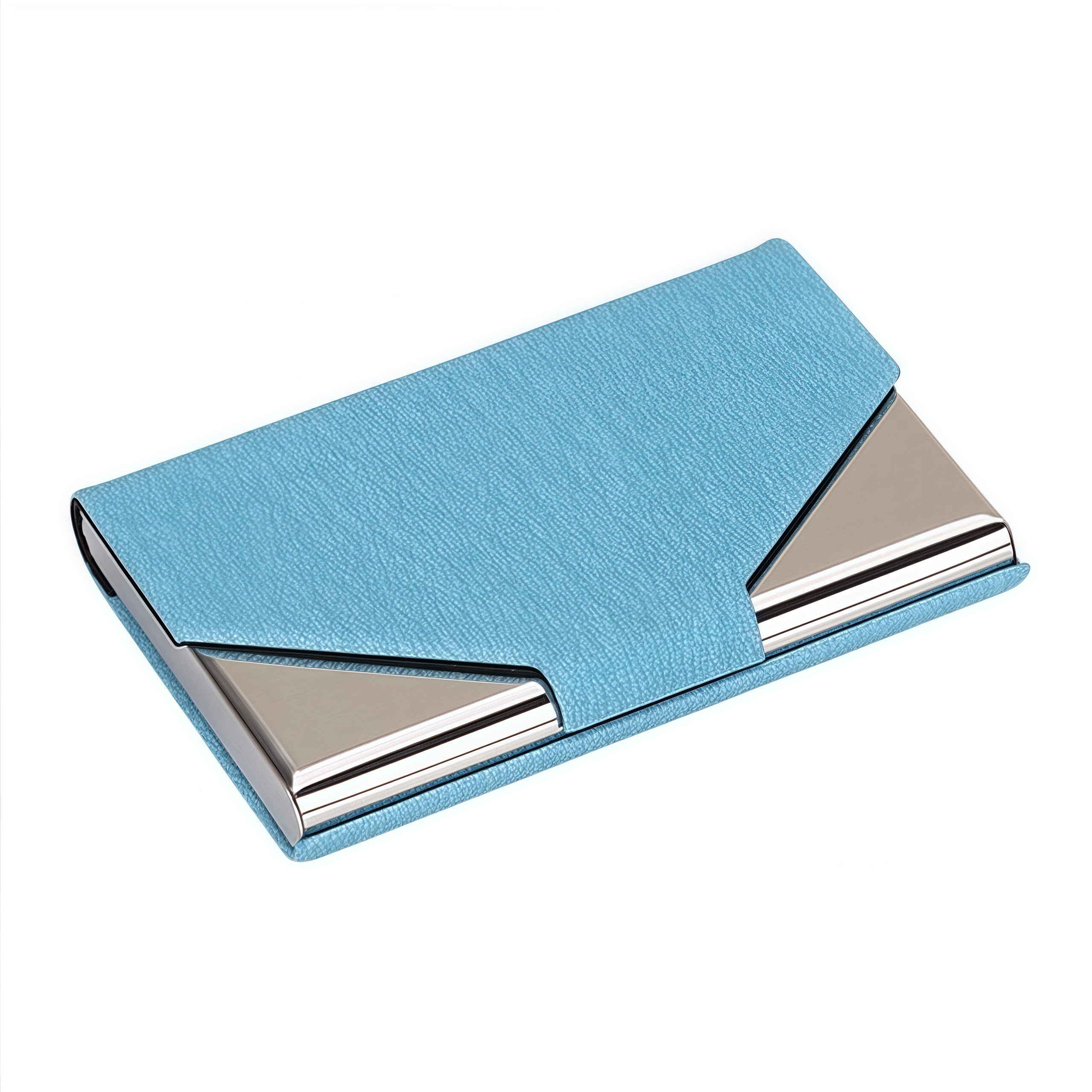 Metal Business Card Holder Office Gift Promotional Stainless Steel PU Card Case with Strong Magnet 5