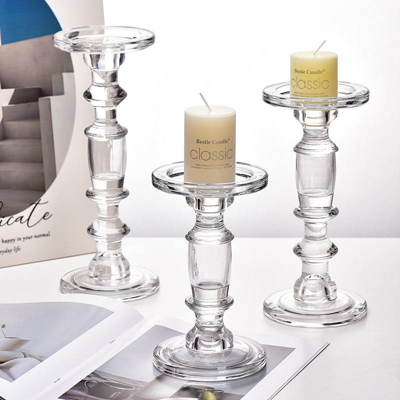 Clear Glass Candlestick Holders 4