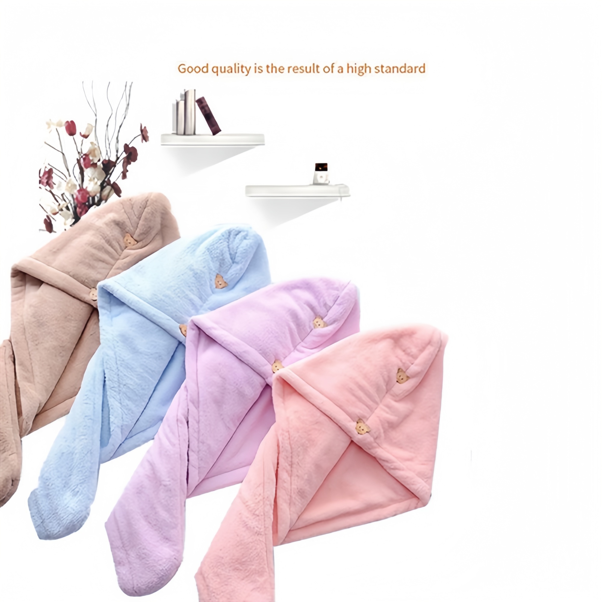 Coral Fleece Quick-Dry Hair Towel Bath Cap