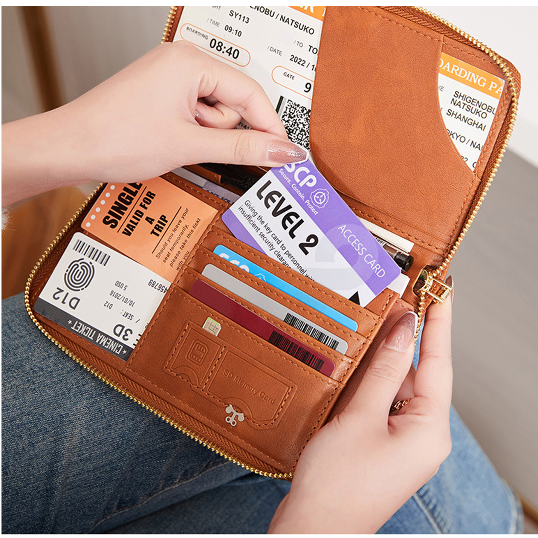 Zippered Travel Passport Wallet with Multiple Pockets 2