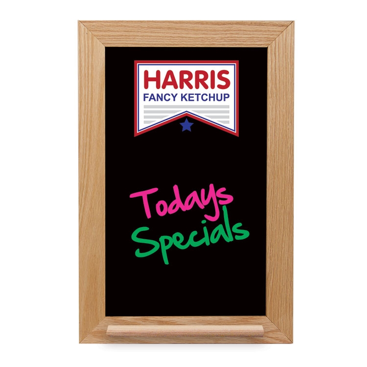 Wall Oak Frame Wet Erase Board with Tray 12"w x 18"h