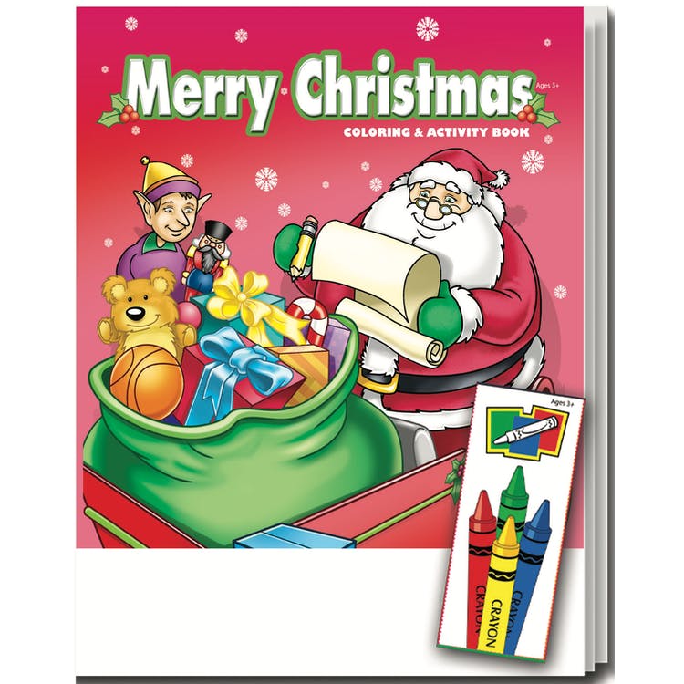 Merry Christmas Coloring Book Sets - 4 Pack Crayons Ages 3-11