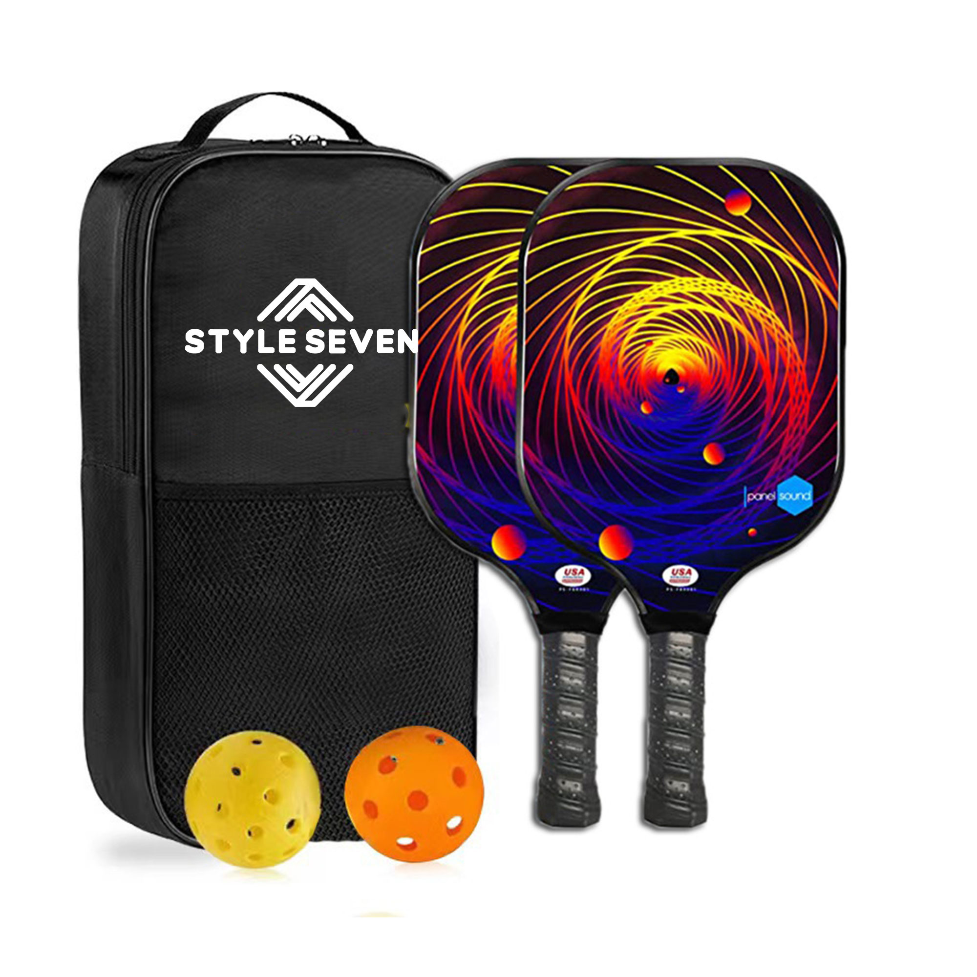 Premium Fiberglass Pickleball Set in Full Color, Carry Case Optional 1