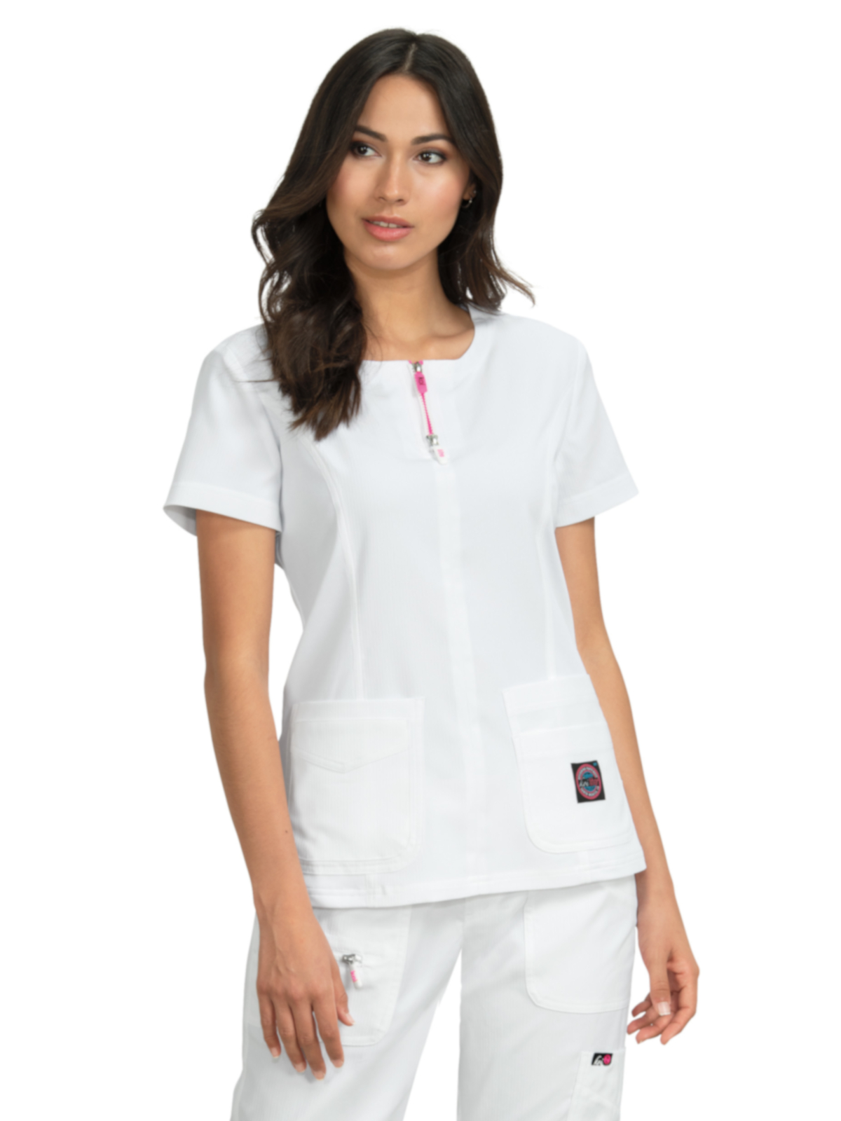 koi - Lite - Women's Four-Pocket Zipper Neck Serenity Top 8