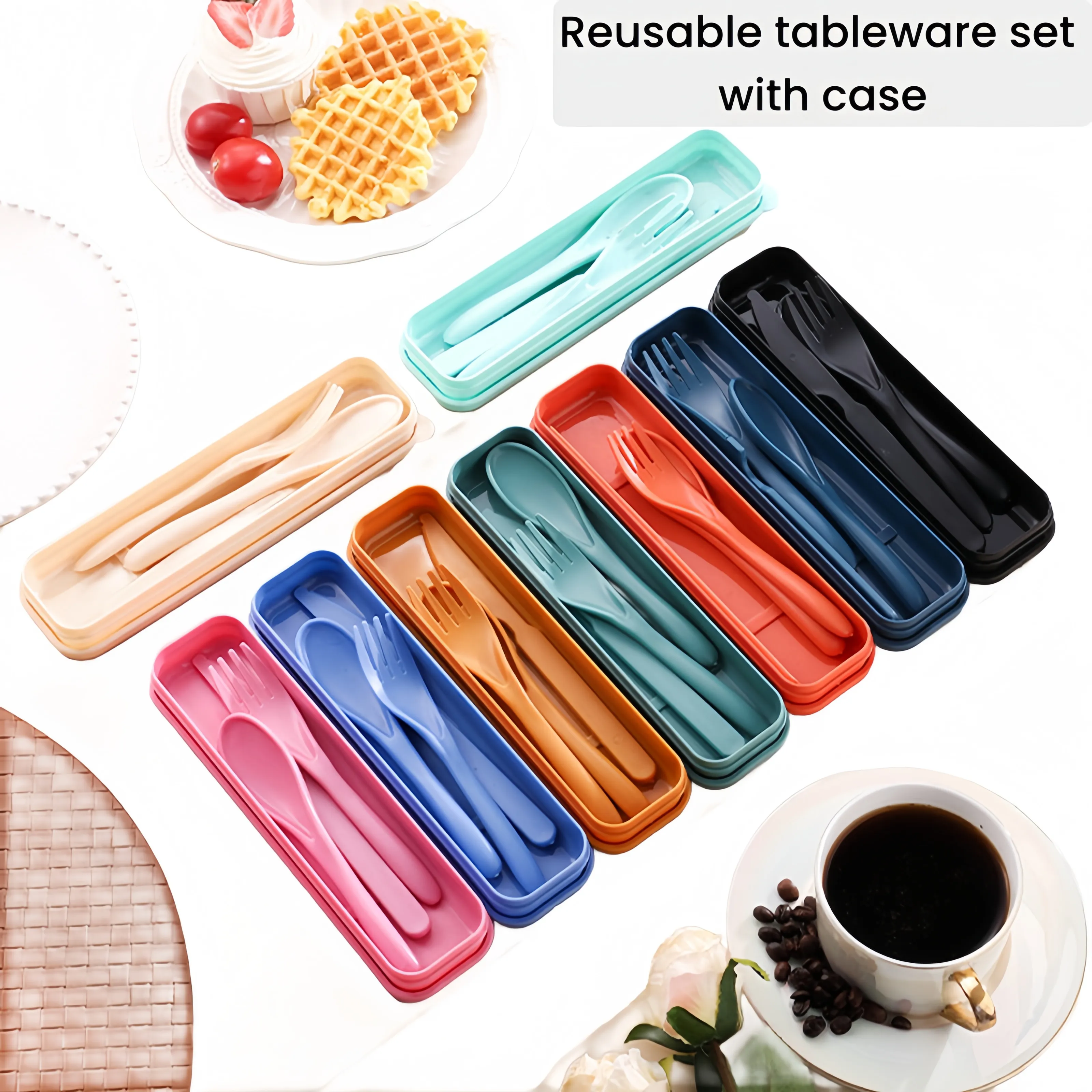 Outdoor camping reusable tableware set 4