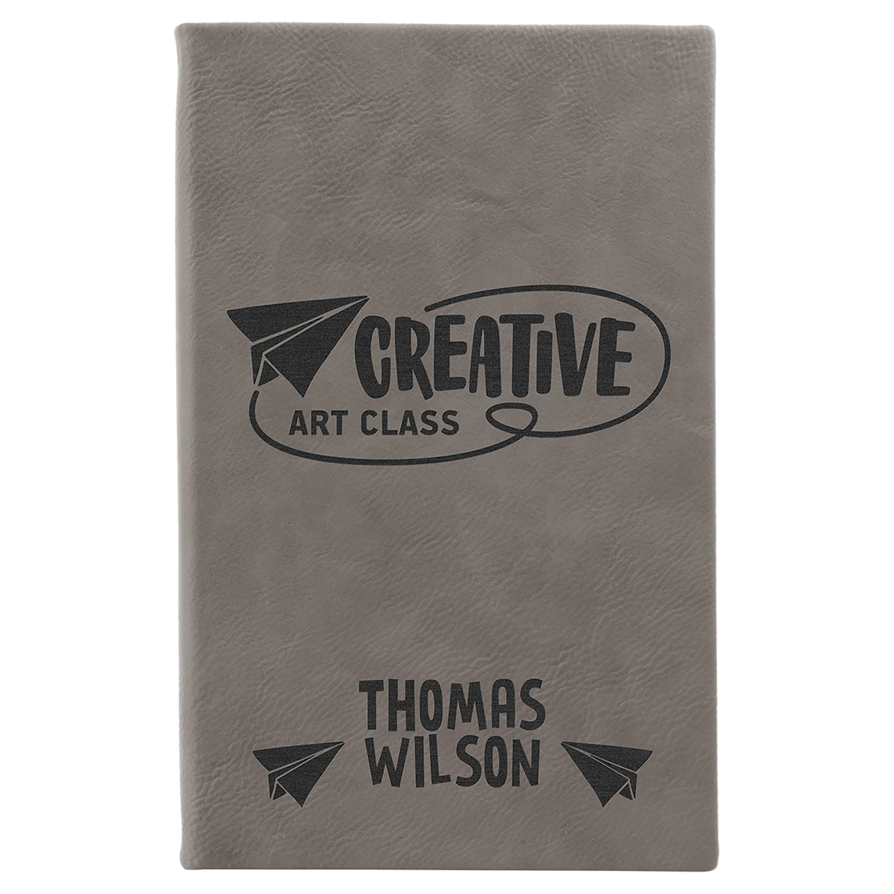 5 1/4" x 8 1/4" Gray Leatherette Sketch Book-Unlined Paper 1