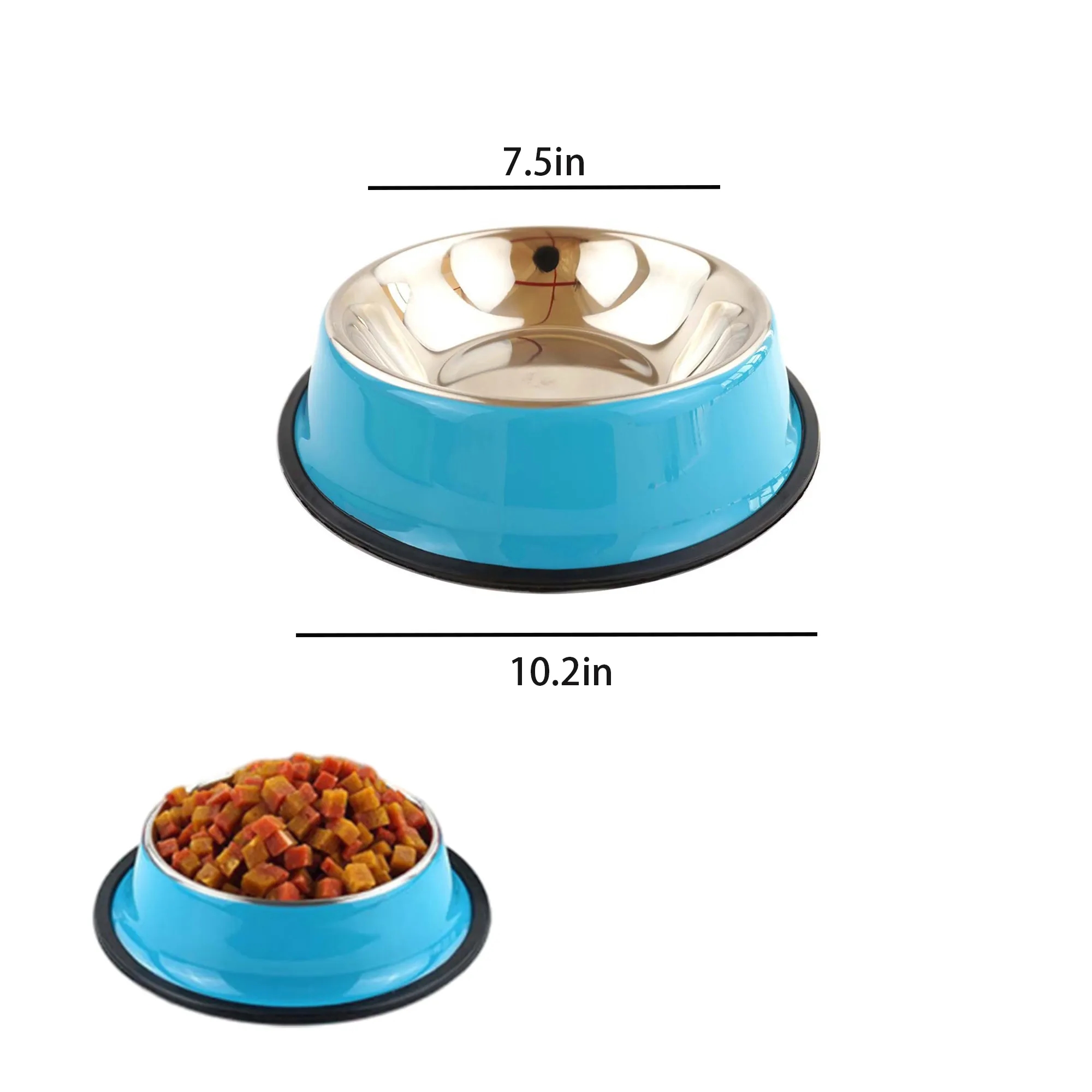 33.8oz Stainless Steel Pet Food Basin Large Dog Bowls 2