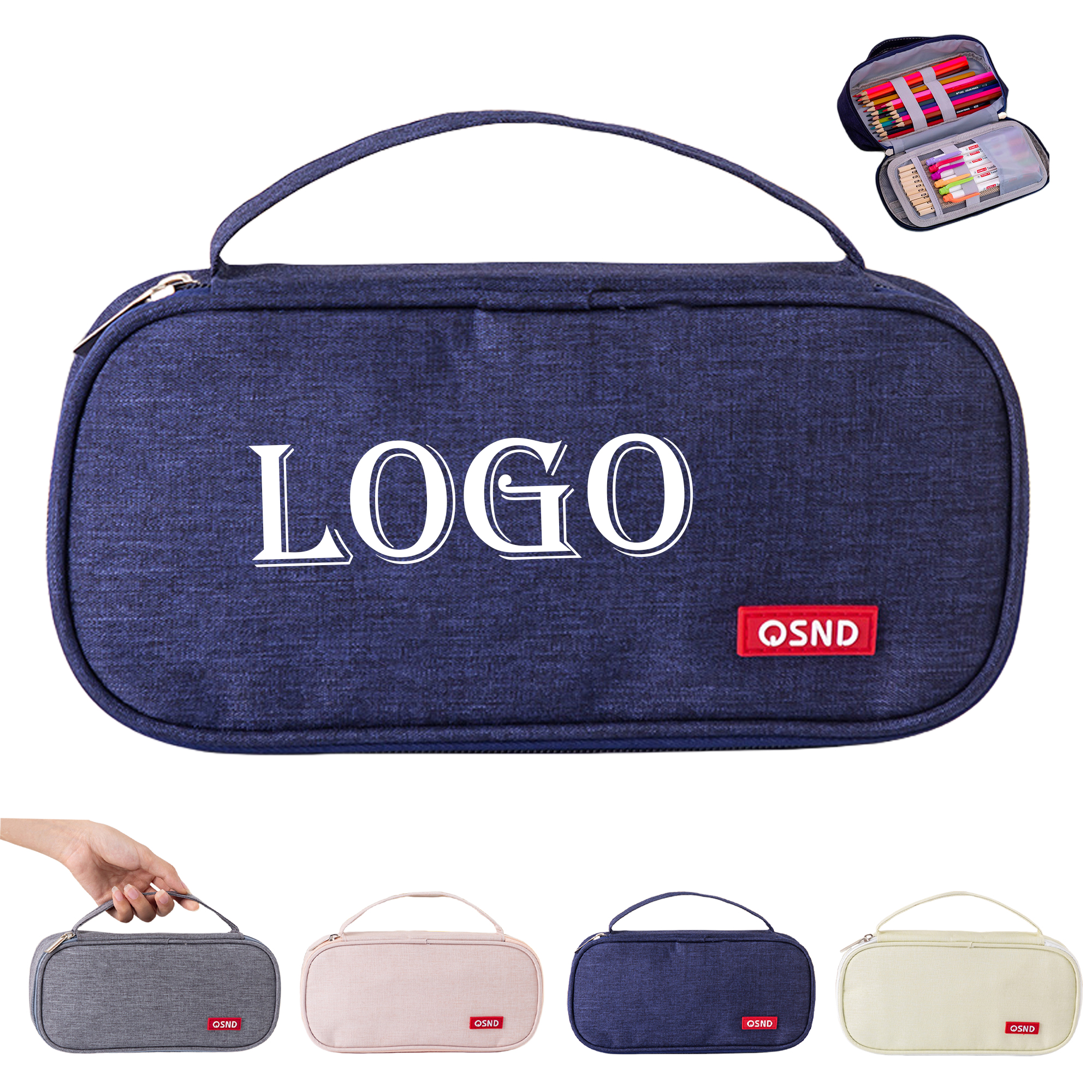 Minimalist Fabric Pencil Case with Handle MOQ50 2