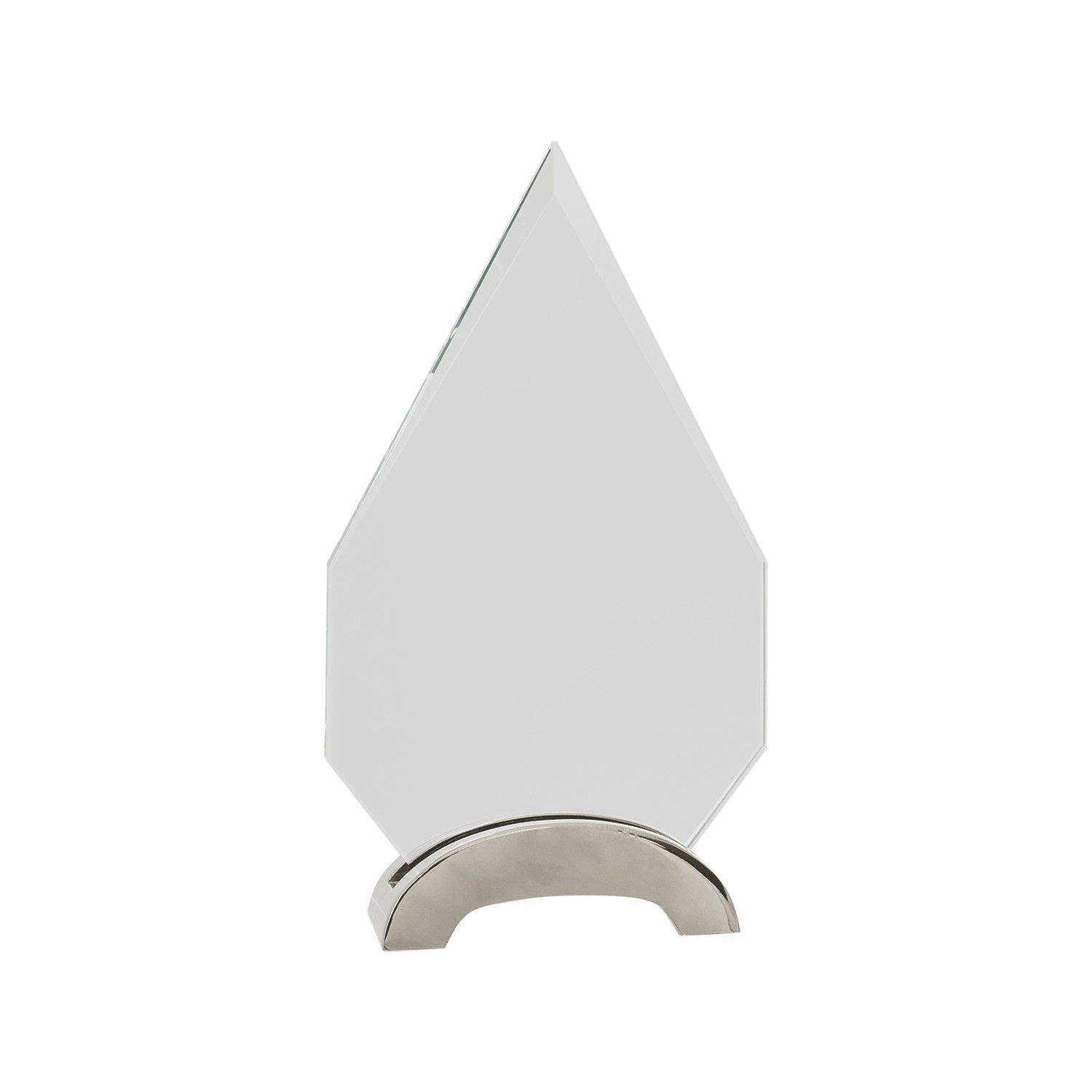 8 1/2" Clear Diamond Platinum Glass Award w/ Arch Metal Base 3