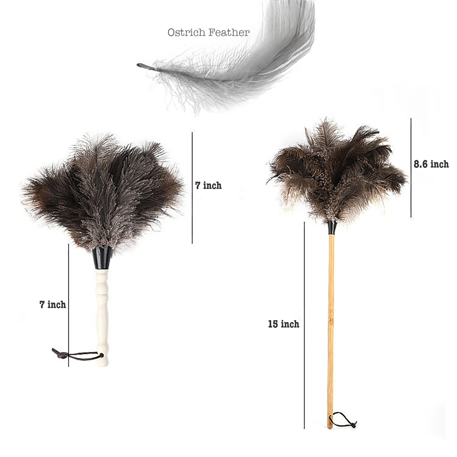 Premium Natural Ostrich Feather Duster 7