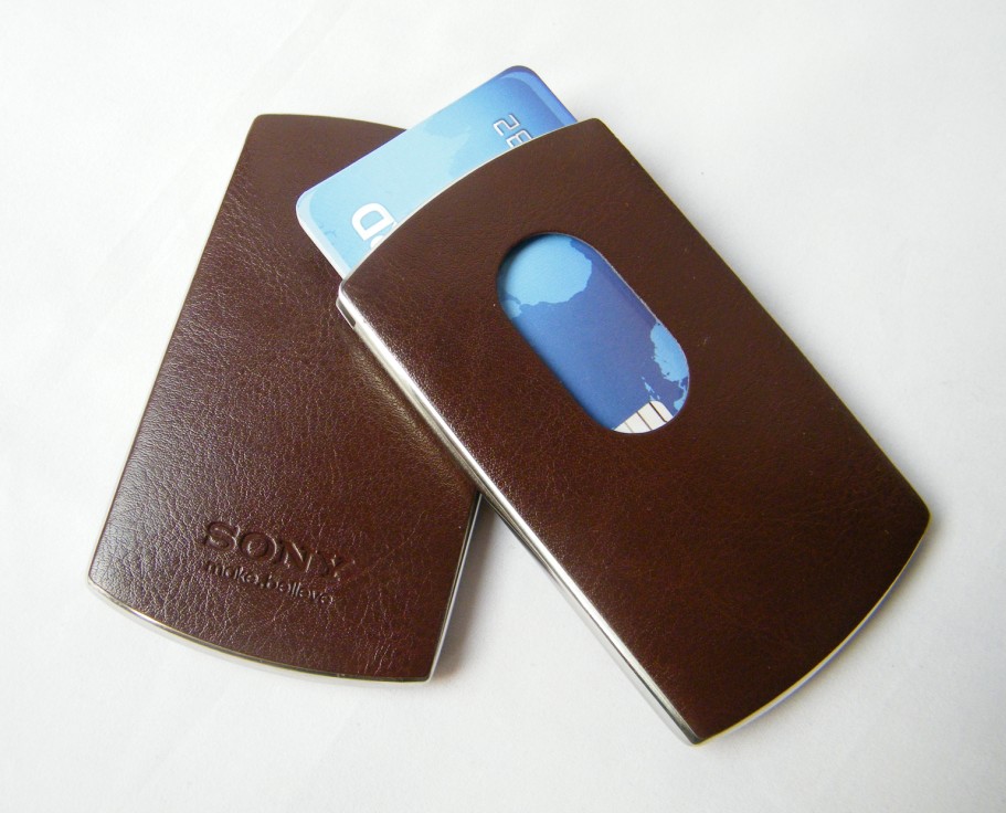 PU Leather Hand Push Card Holder 4