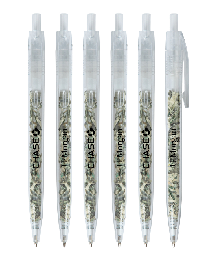 Union Printed - US Currency Filled Translucent Clicker - Money Pens - with 1-Color Logo 4