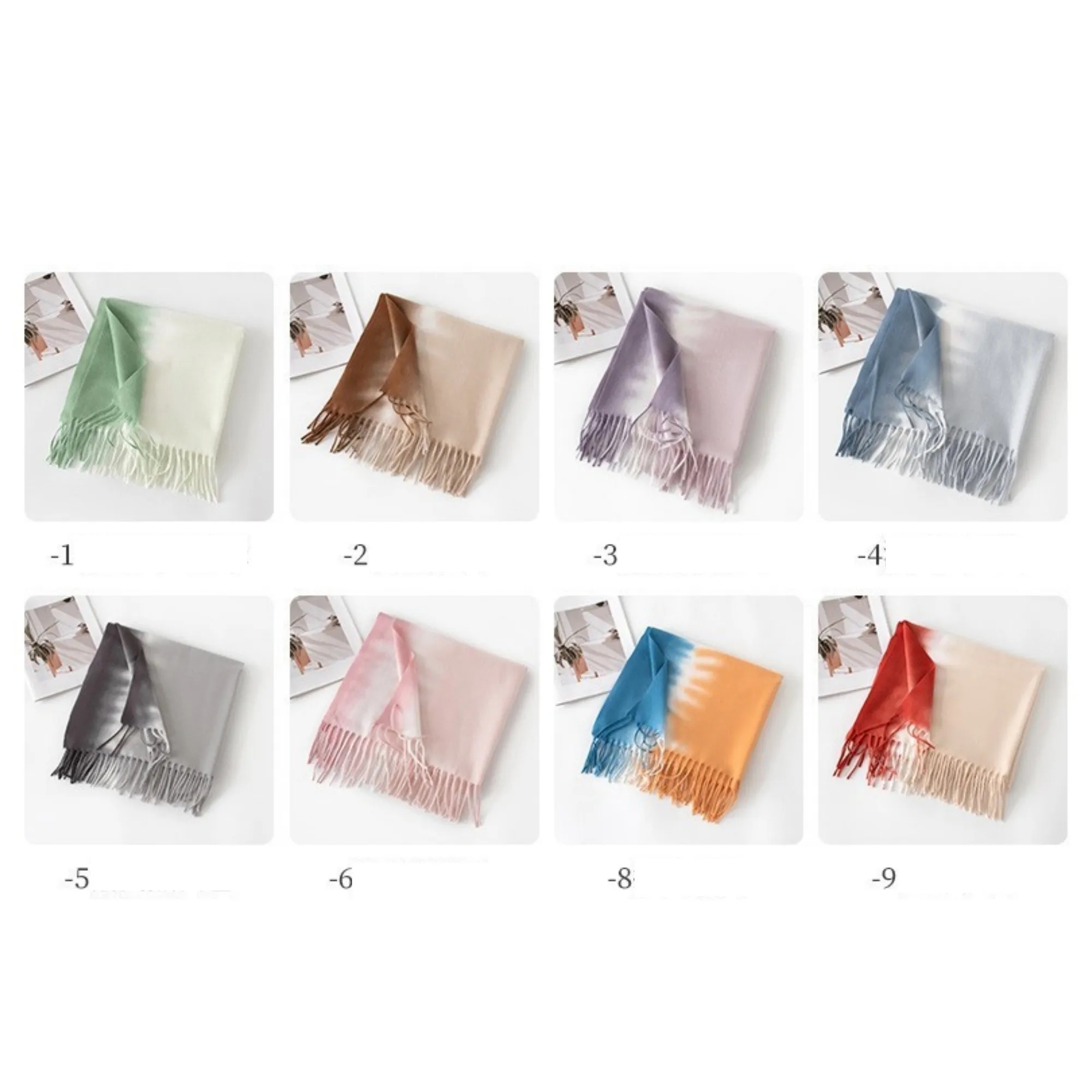 Faux Cashmere Winter Shawl Scarf Gradient Style 10