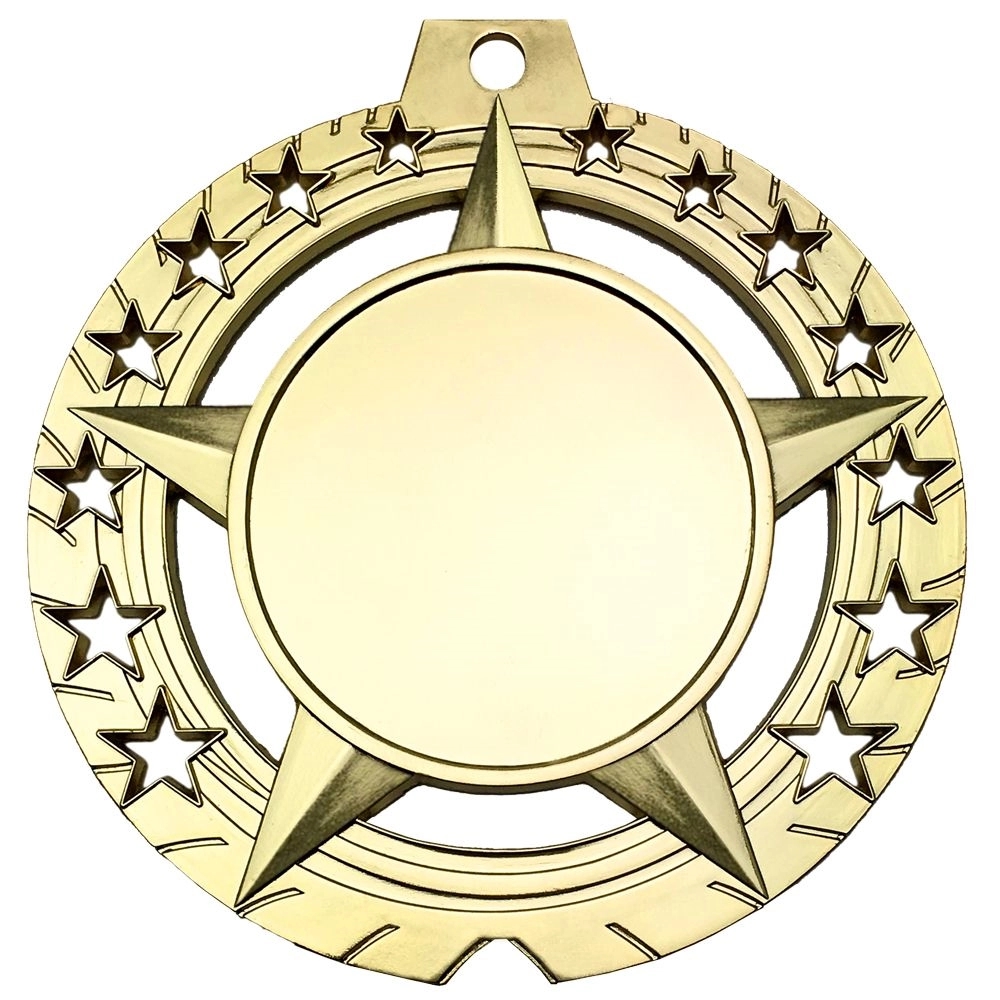 3 3/4" Antique Gold Star Insert Medal 7