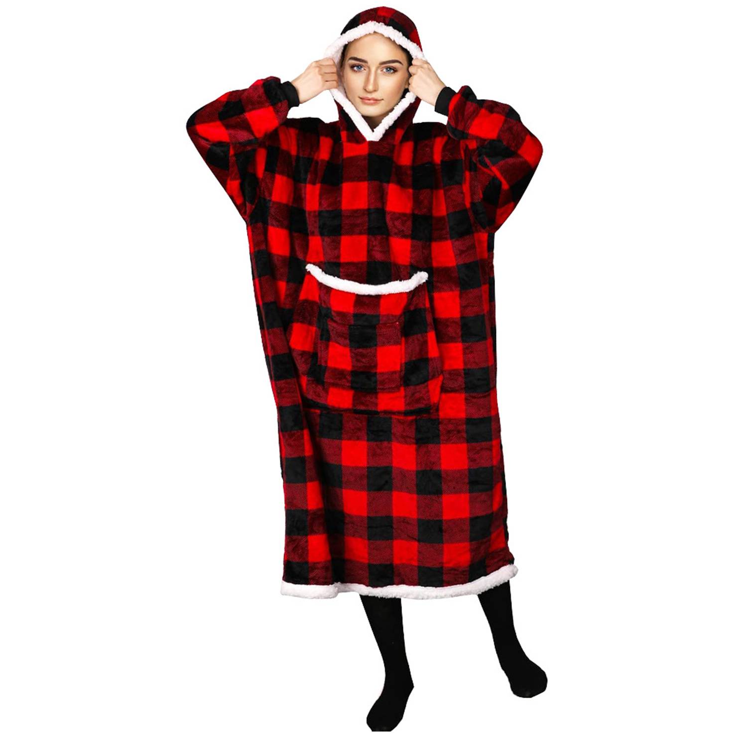 Hooded Lazy Blanket Flannel Composite Casual Hoodie, custom hoodie or sweatshirt with logo imprint 5