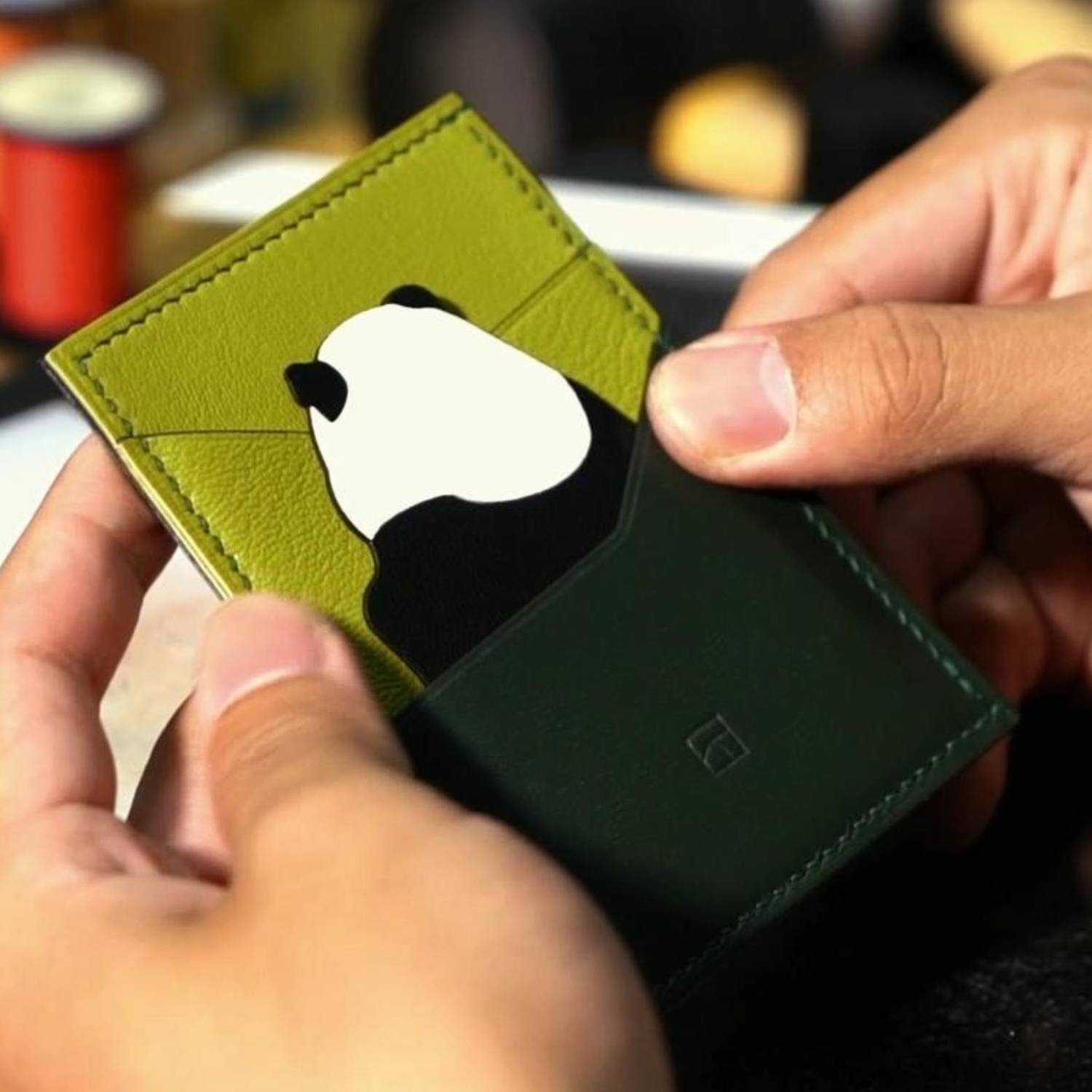 Panda slim PU leather credit card holder bag 5