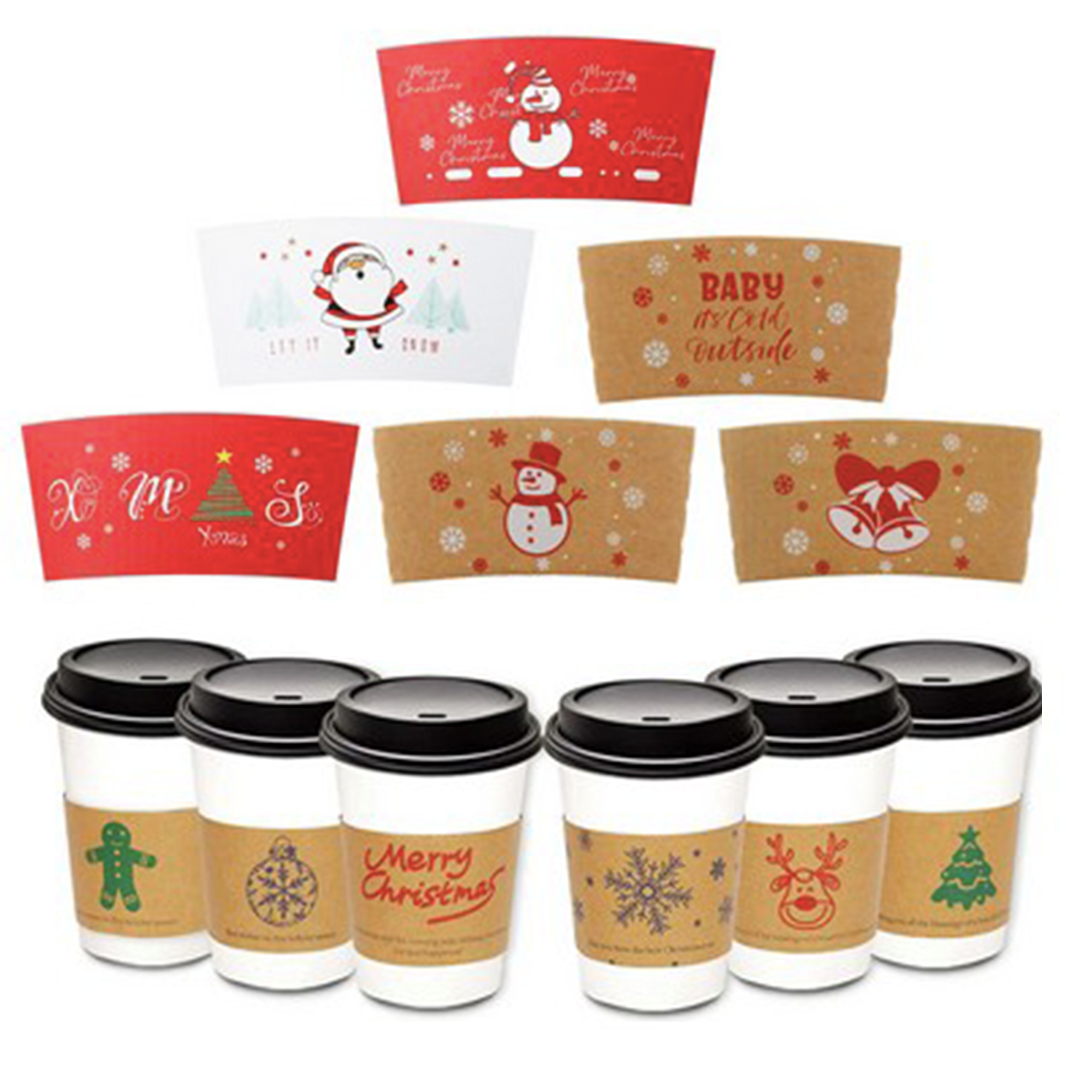 Full Color Printed Craft Paper Coffe Cup Sleeves 5