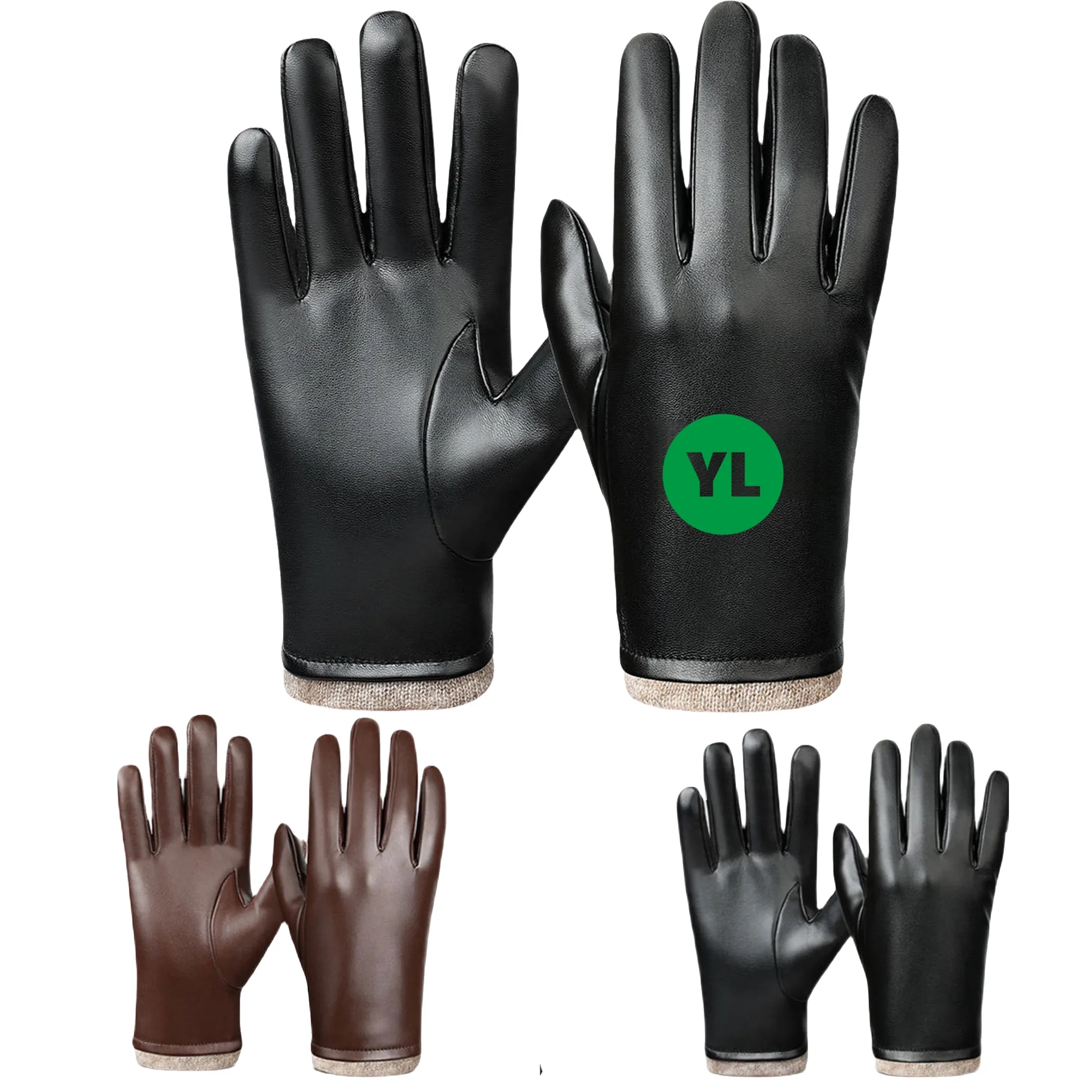 Wool-Lined PU Leather Winter Gloves MOQ20 2