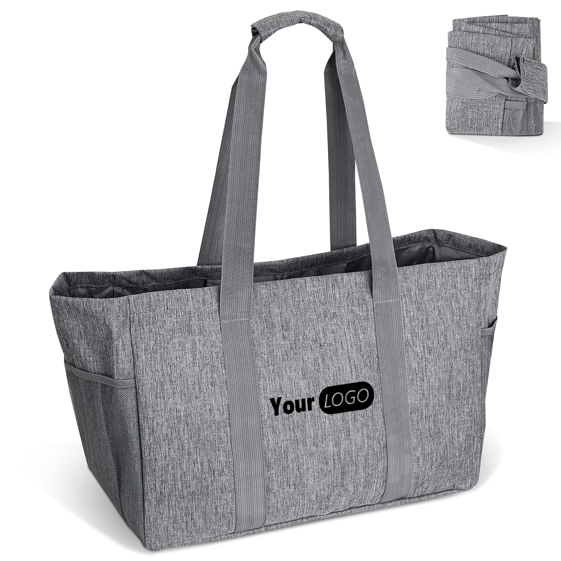 Oxford Foldable Reusable Storage Tote Bag, custom tote bag with logo imprint 1