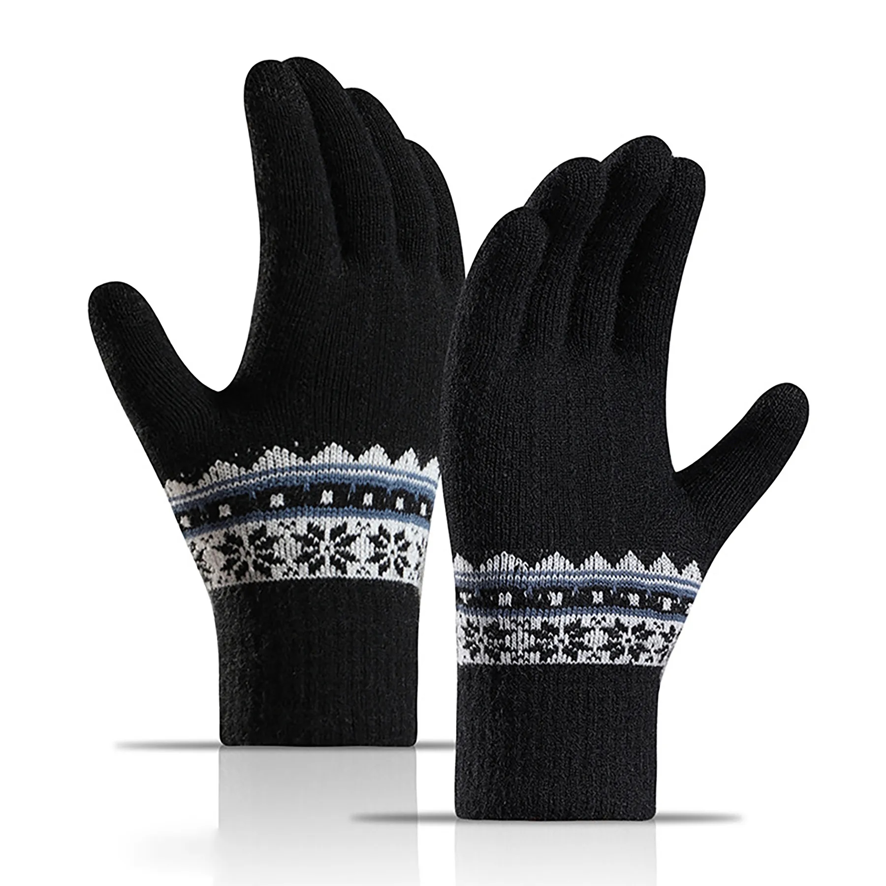 Acrylic Women's Thick Knitted Touch Screen Gloves 3