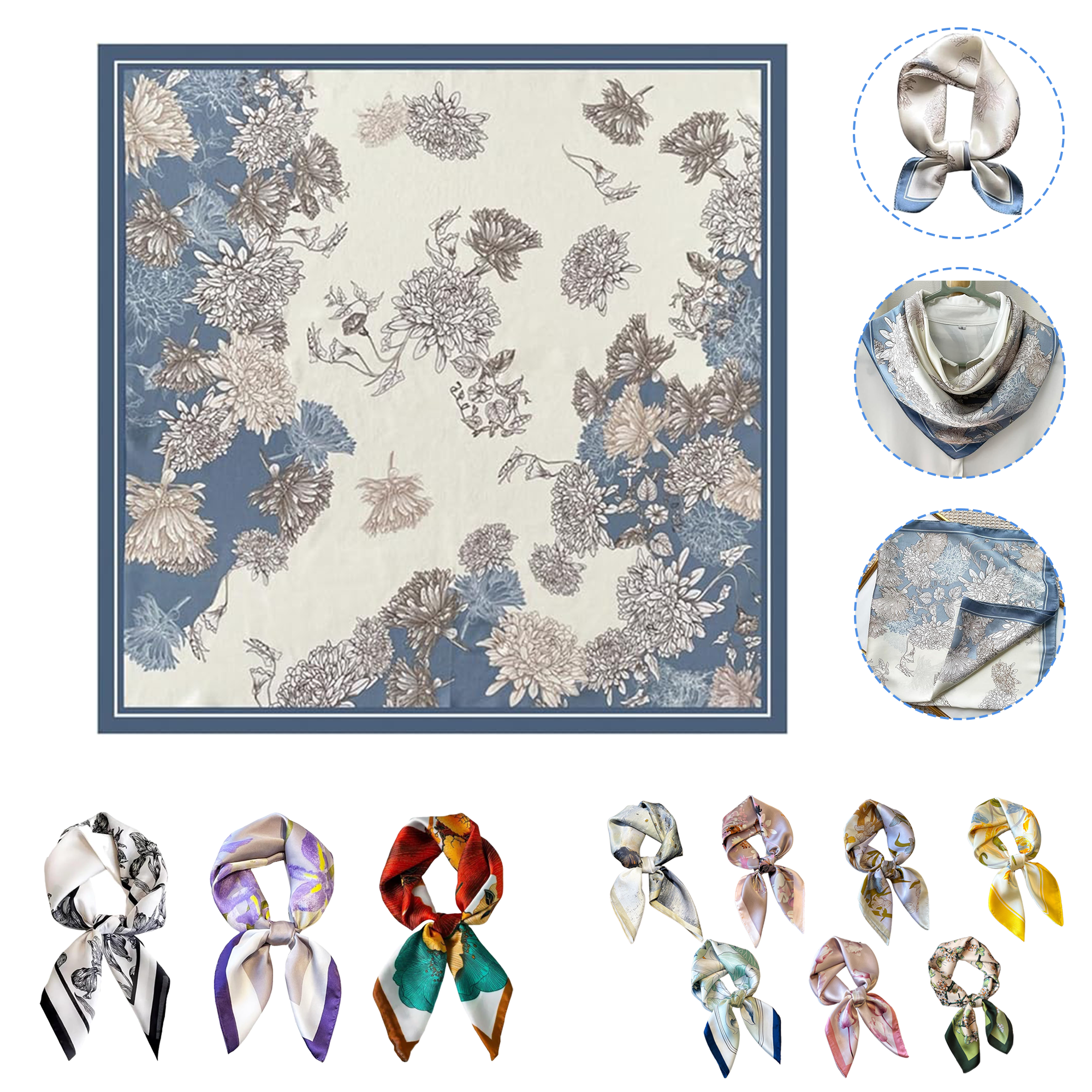 MOQ 50 Custom Silk Bandanas For Hair Neck 1