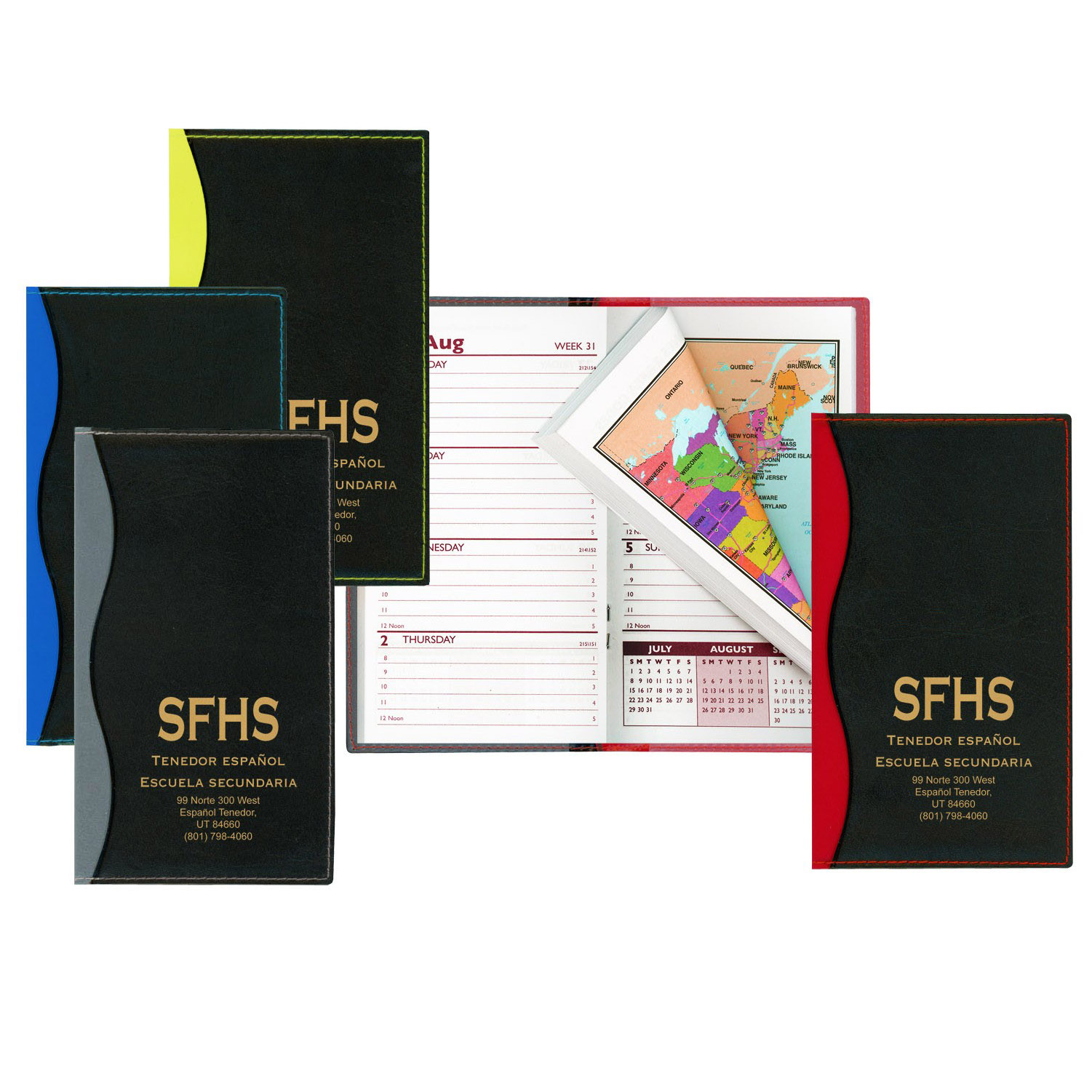 Soft Cover 2 Tone Vinyl Holland Series Weekly Planner w/ Map / 1 Color 5
