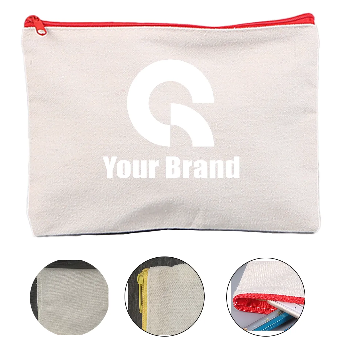 10 Pcs Zipper Cotton Canvas Pencil Bag 4