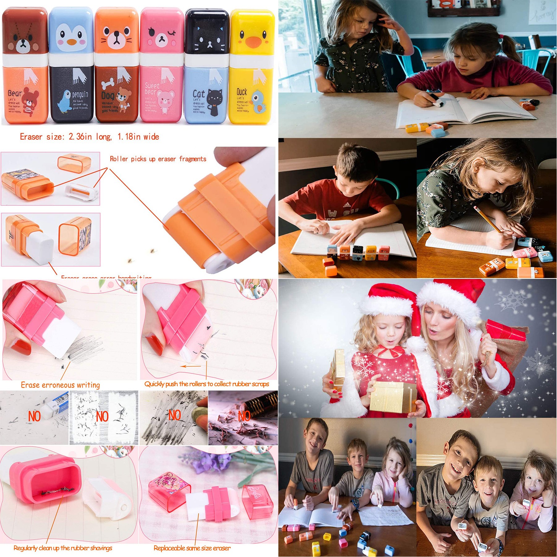 6 Pcs Pencil Erasers 2