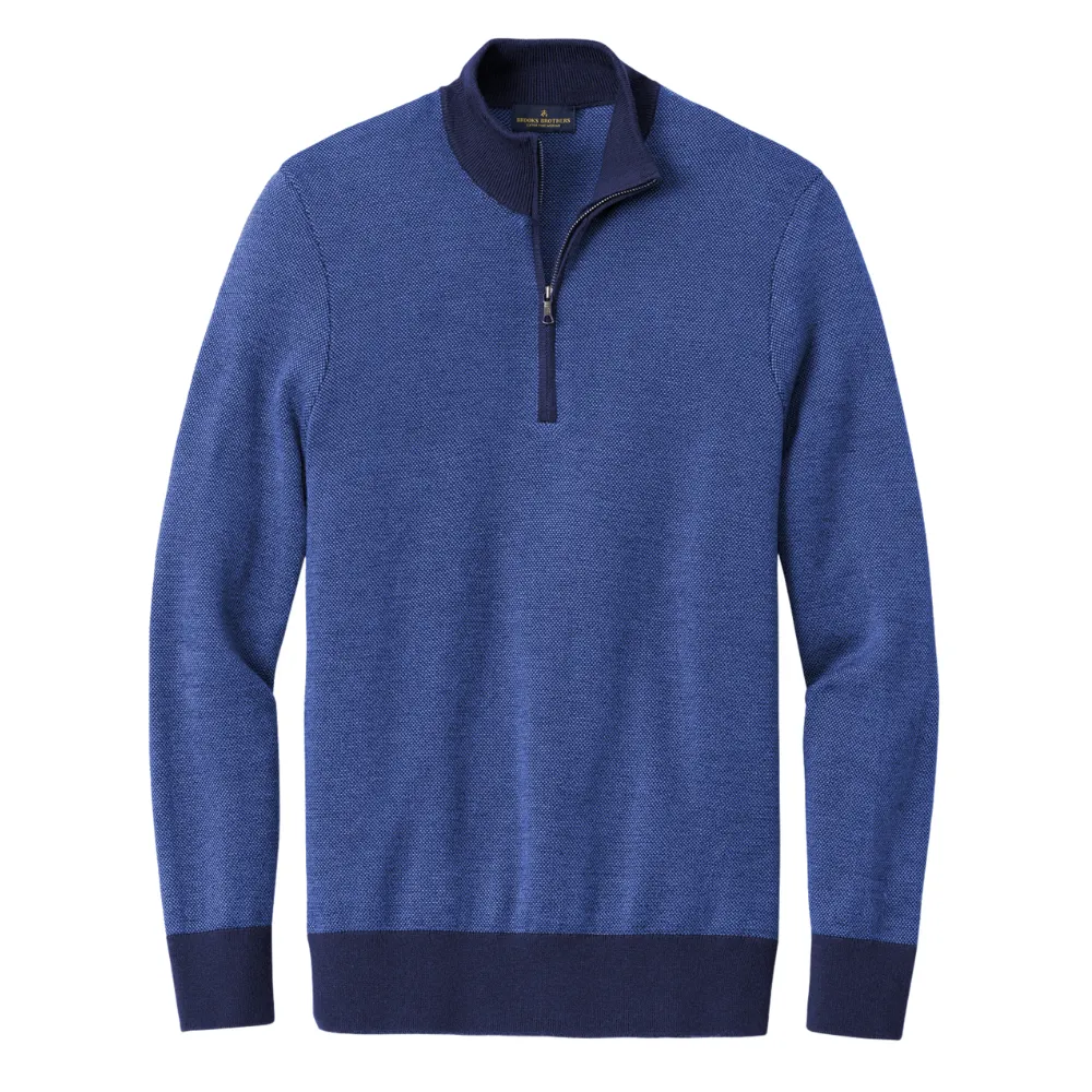 Brooks Brothers (R) Washable Merino Birdseye 1/4-Zip Sweater 5