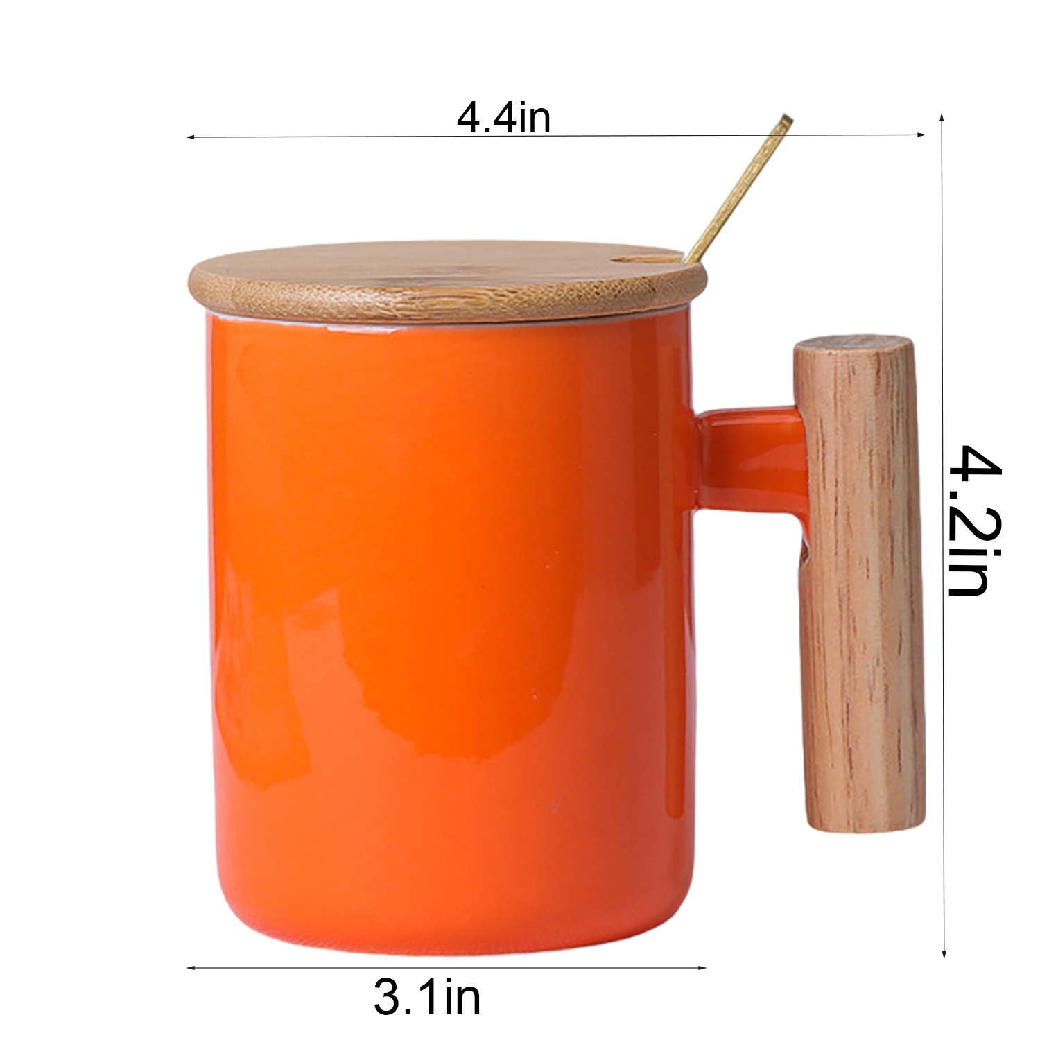 12oz Wooden Handle Coffee Mug Set w/ Spoon 5