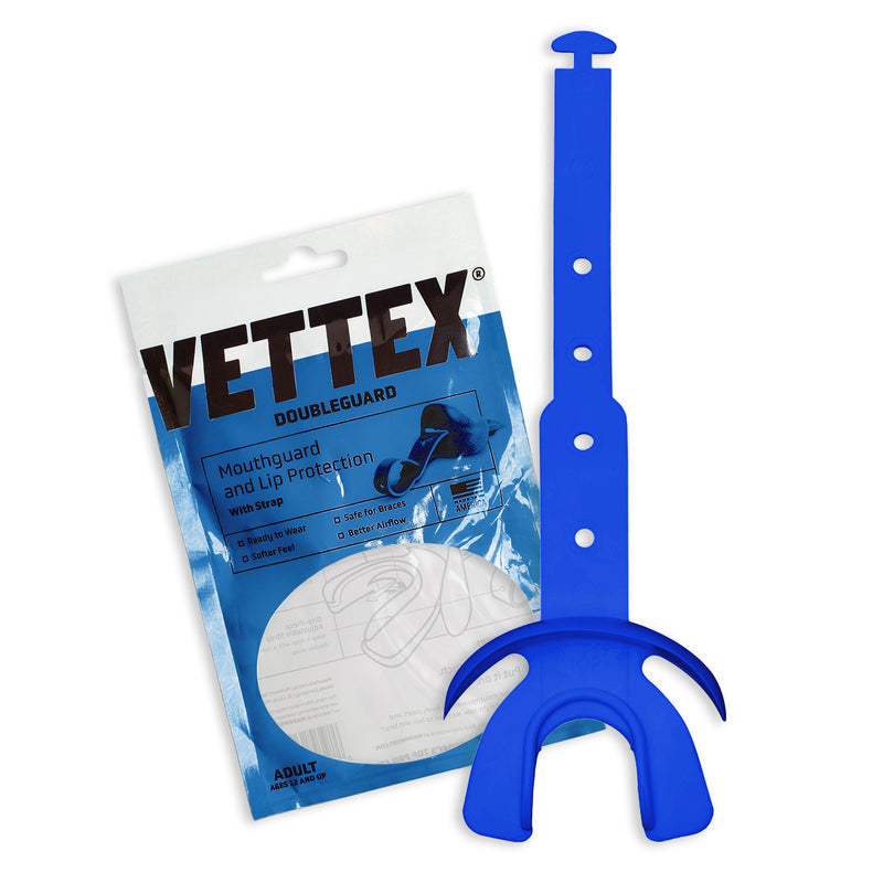 Vettex Football Doubleguard Mouthguard Breathable Doubleguard with Lip Protection and Strap - Adult 11