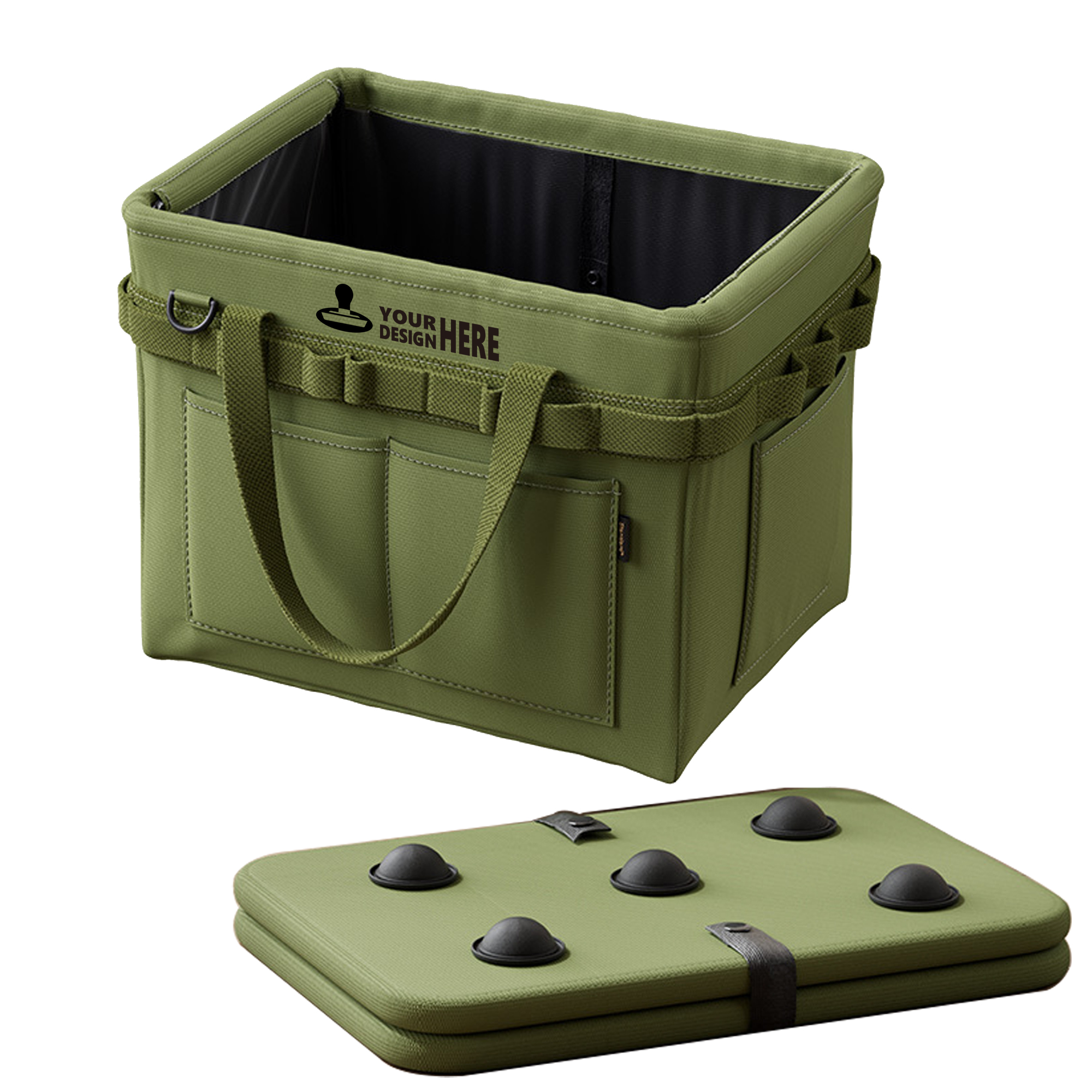 Collapsible Tool Tote Storage Bin With Pockets 1